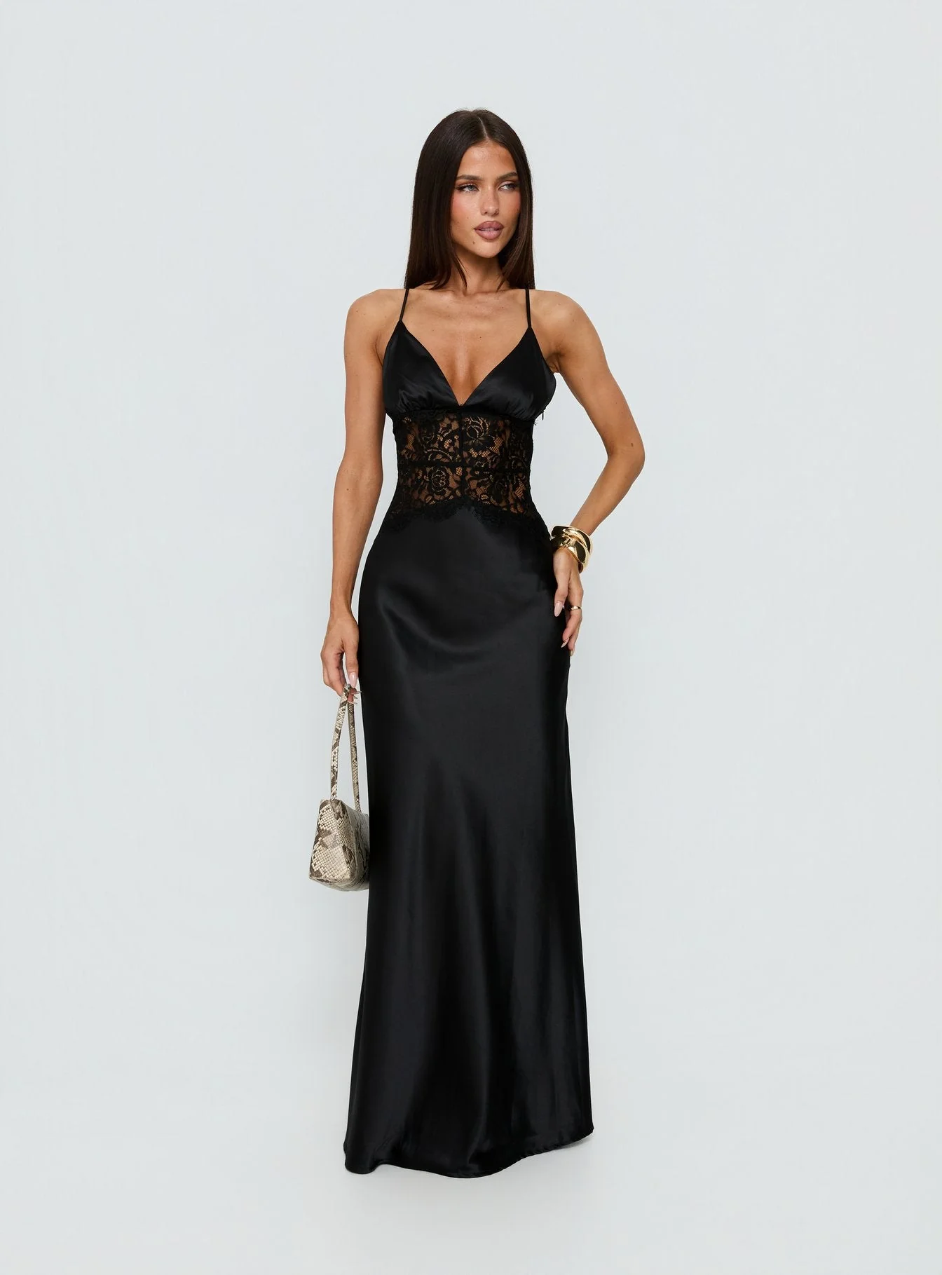 Klairee Lace Maxi Dress Black - Image 3