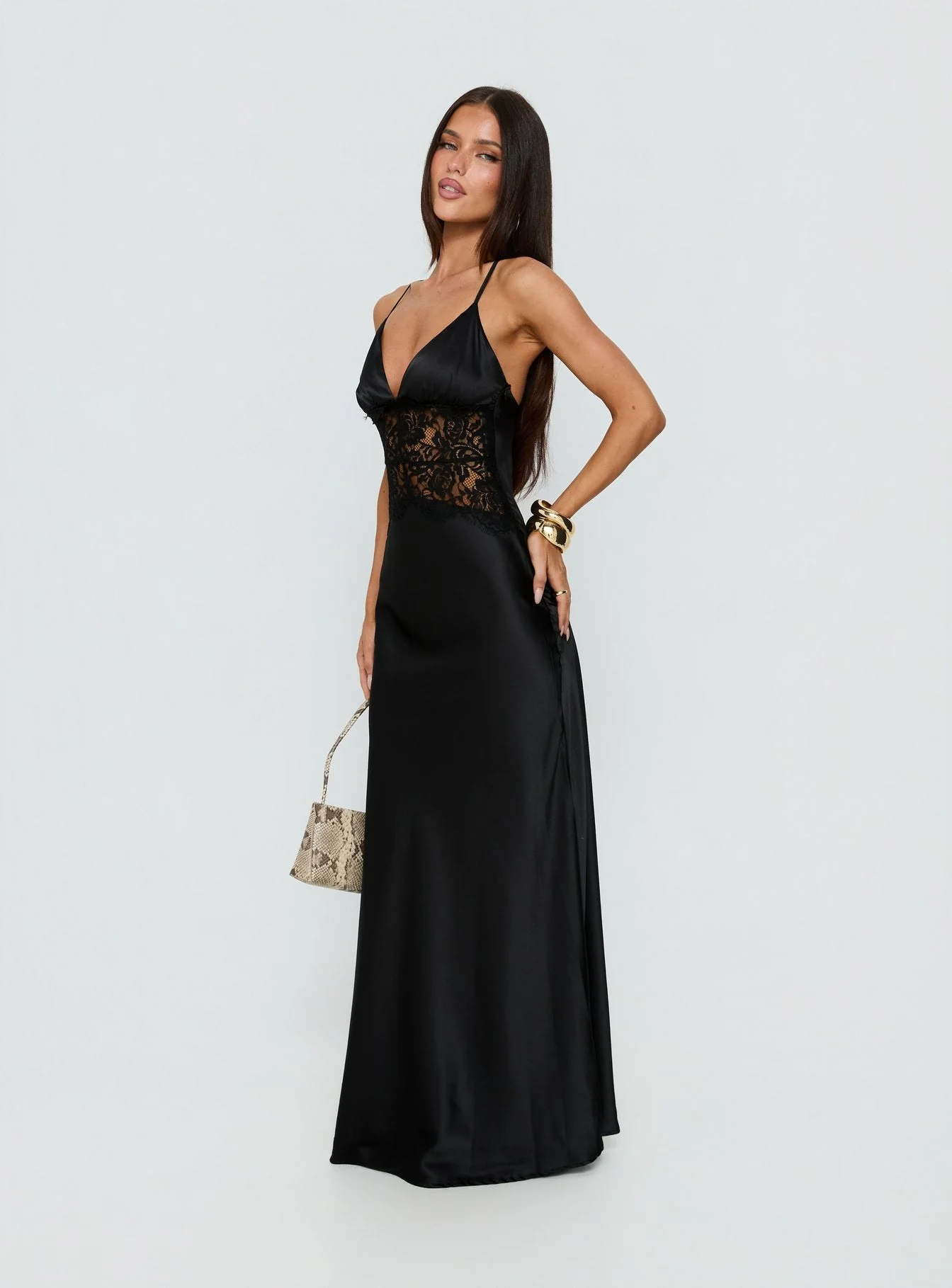 Klairee Lace Maxi Dress Black - Image 4