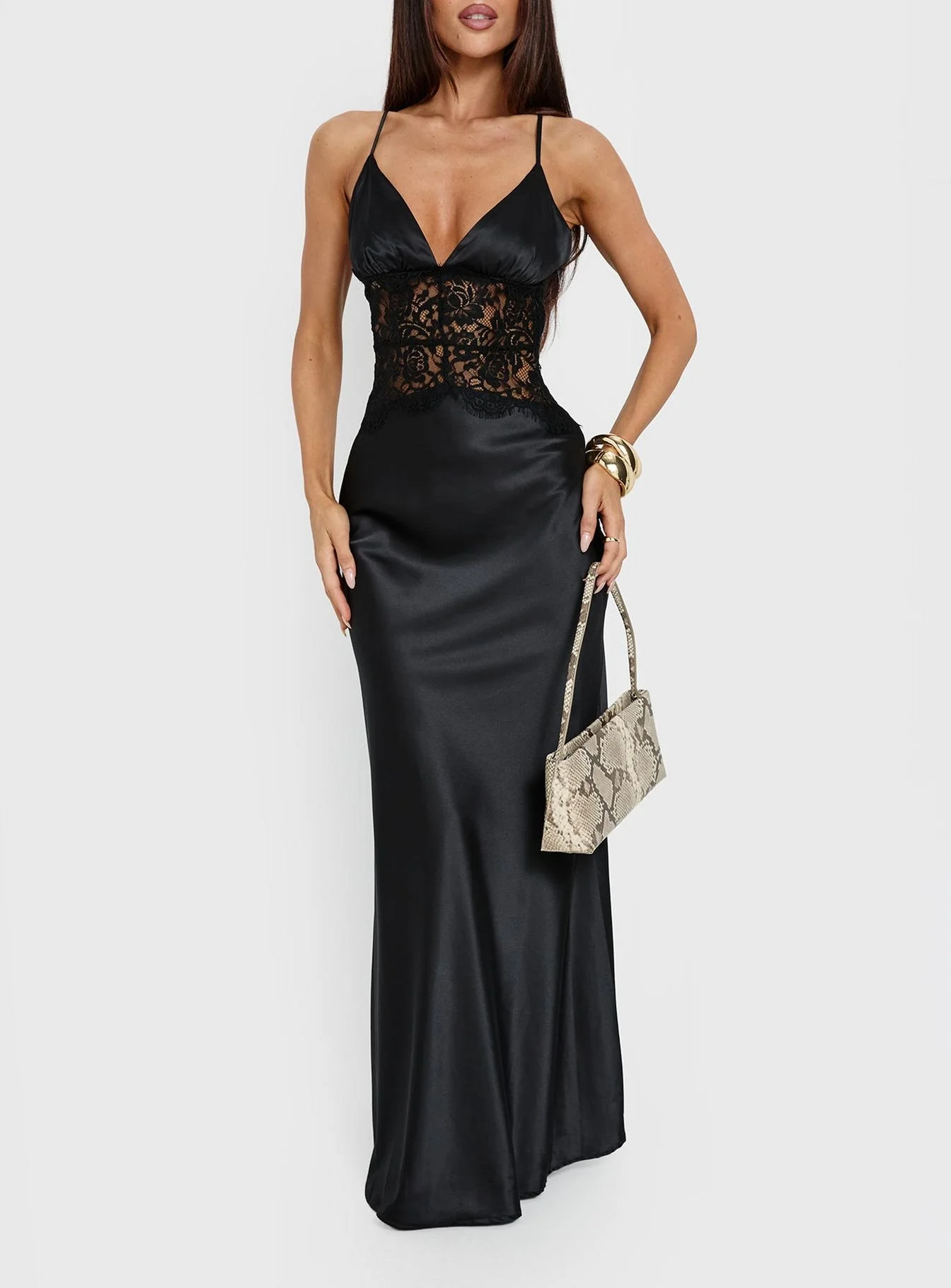 Klairee Lace Maxi Dress Black - Image 8