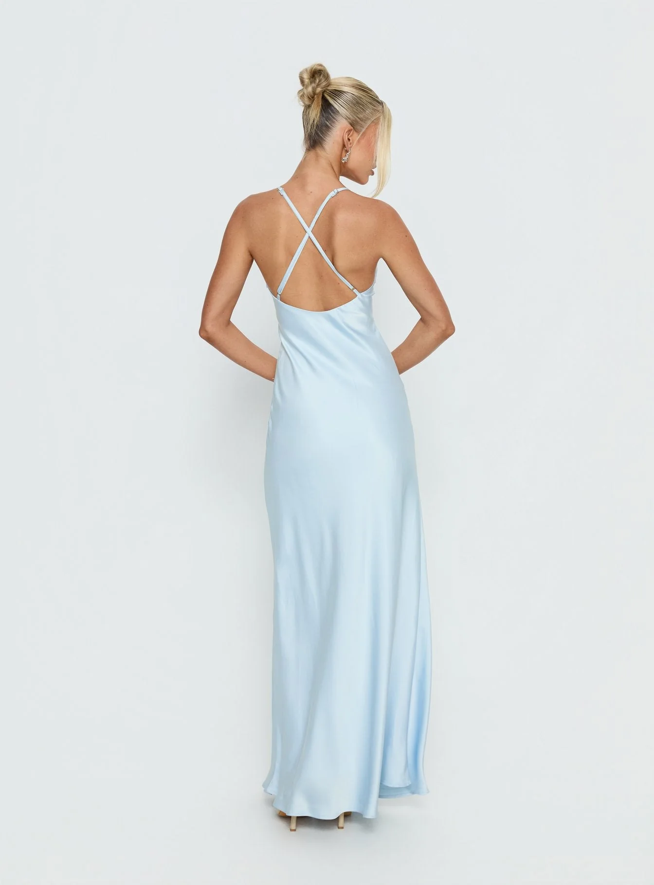 Klairee Halter Lace Maxi Dress Icy Blue - Image 5