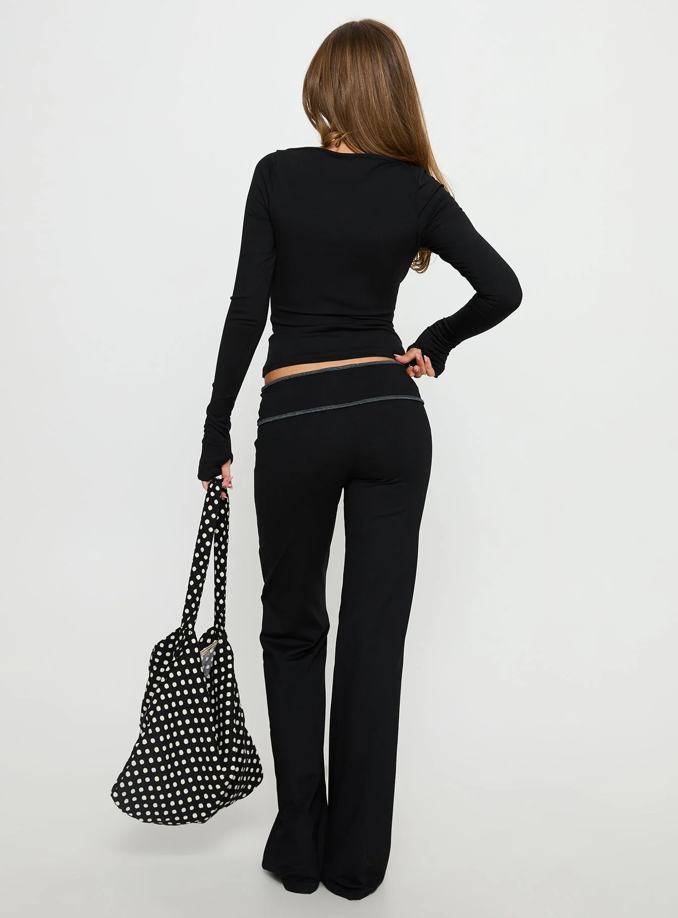 Kobee Jersey Flare Trousers Black / Grey - Image 5