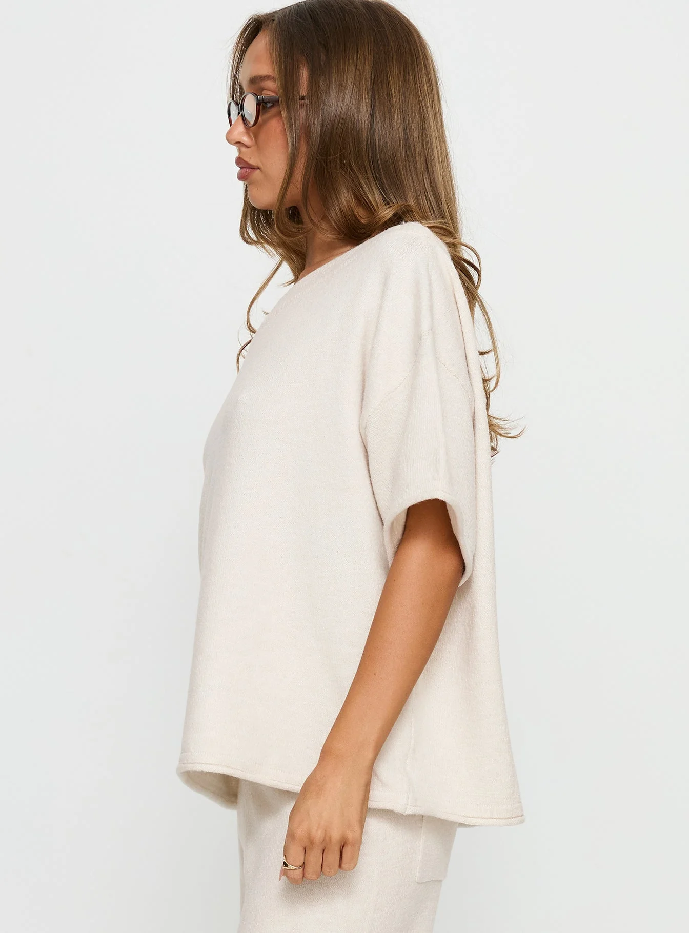 Kourta Off Shoulder Oversized Knit Top Oat - Image 4