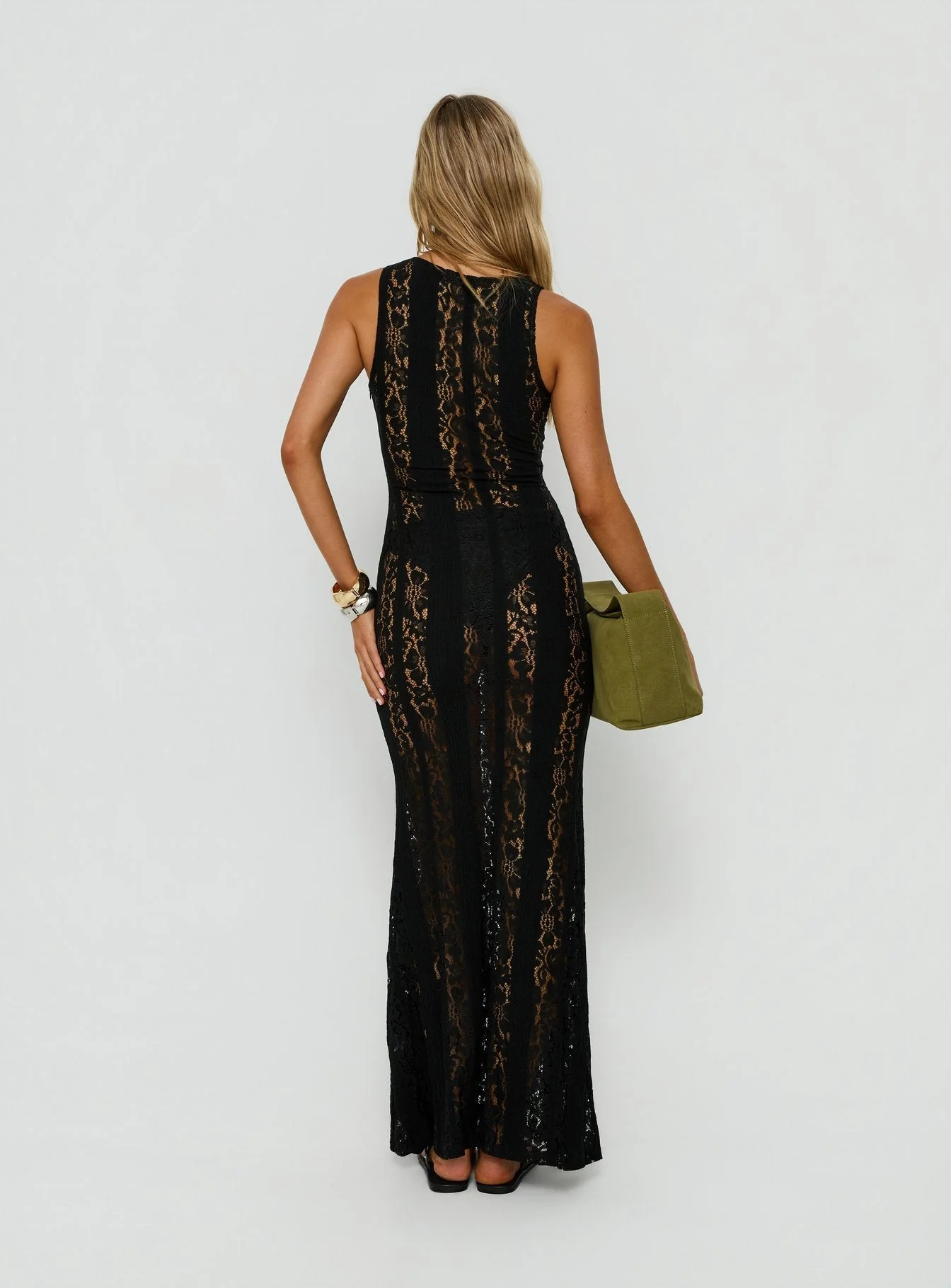 Laurenza Sheer Lace Maxi Dress Black - Image 4