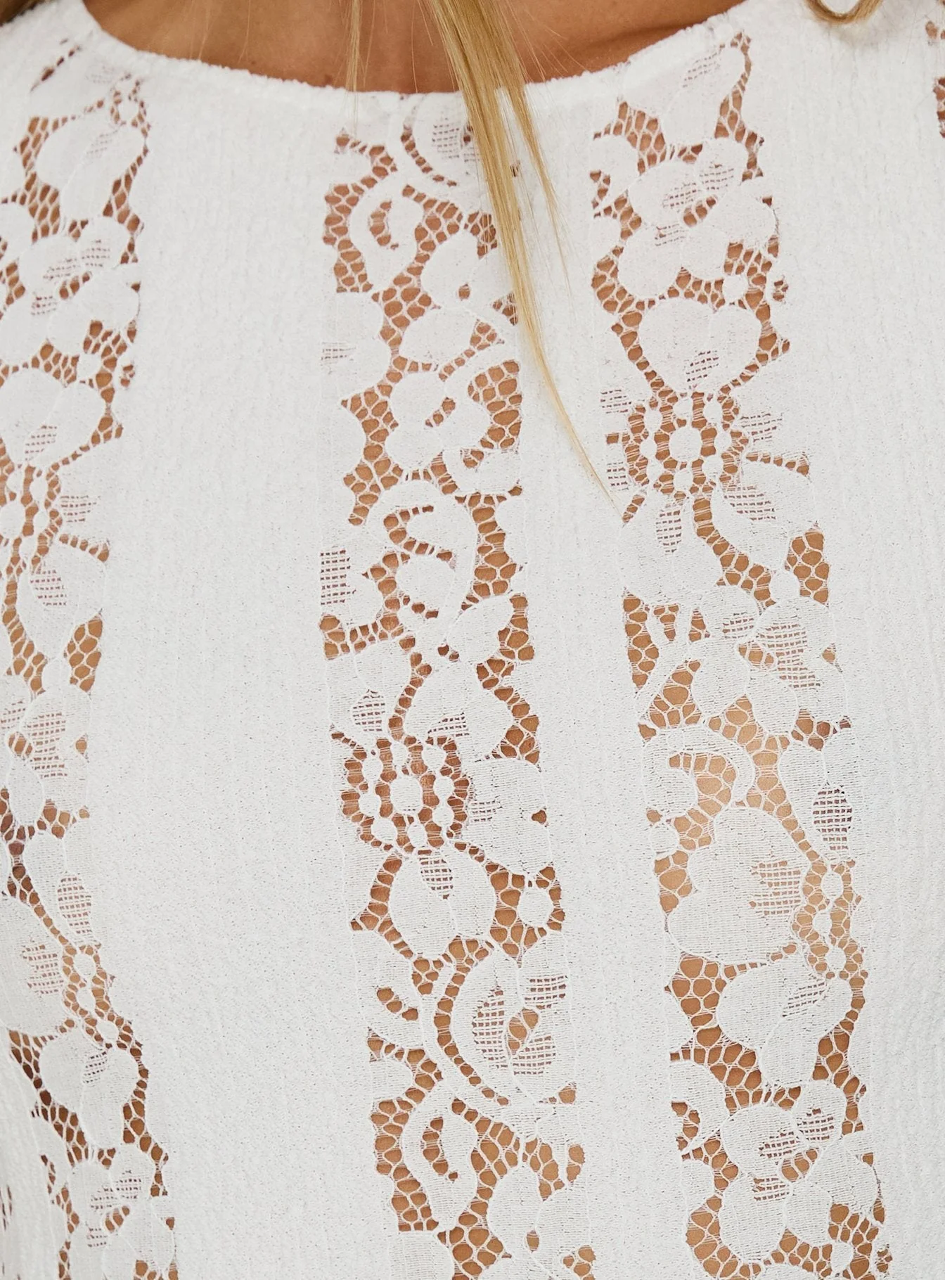 Laurenza Sheer Lace Maxi Dress Off White - Image 6