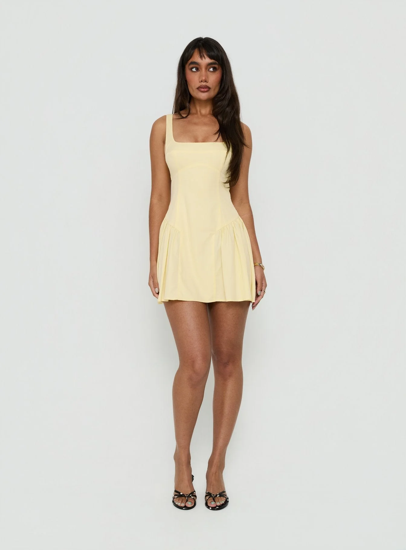 Lelouise Tie Back Mini Dress Butter Yellow - Image 2
