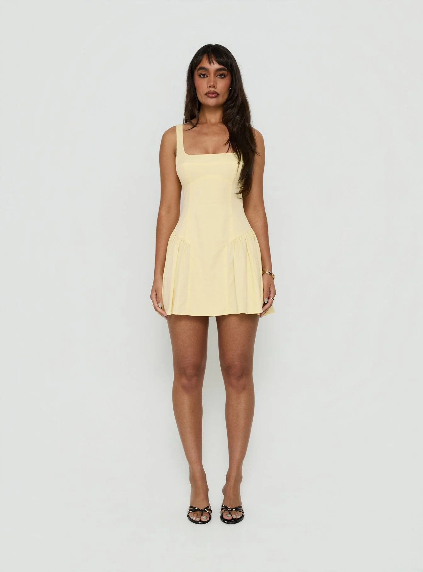 Lelouise Tie Back Mini Dress Butter Yellow - Image 7
