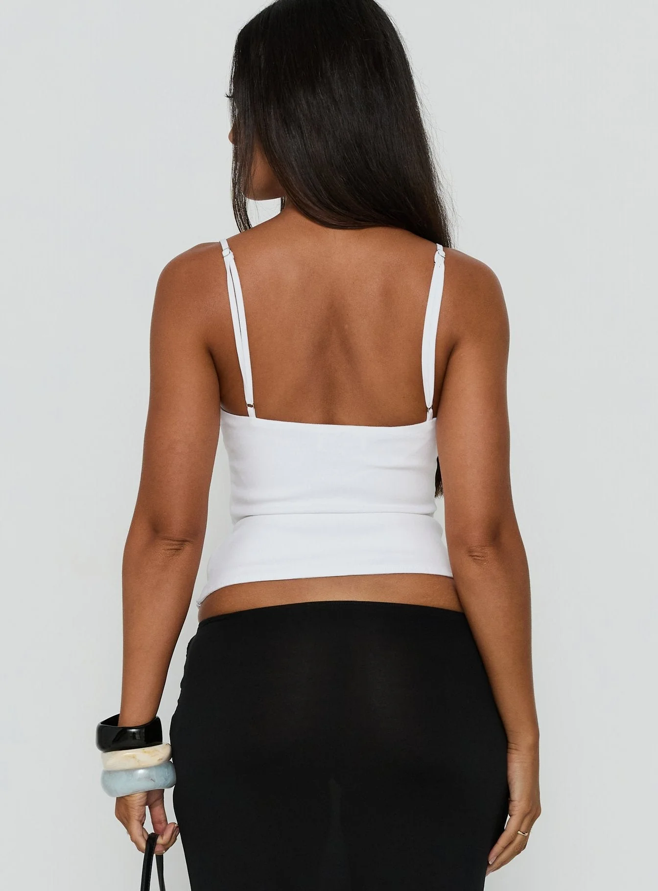 Lenara Cut Out Cami Top White - Image 5