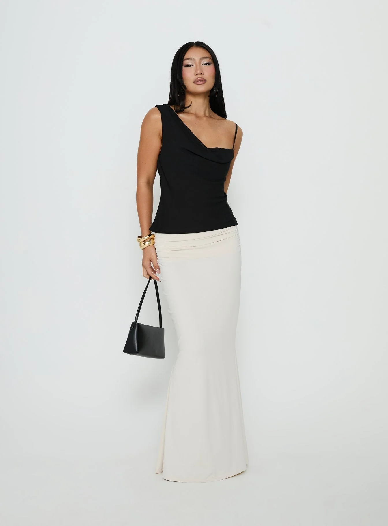 Liorah Foldover Waist Maxi Skirt Cream - Image 3