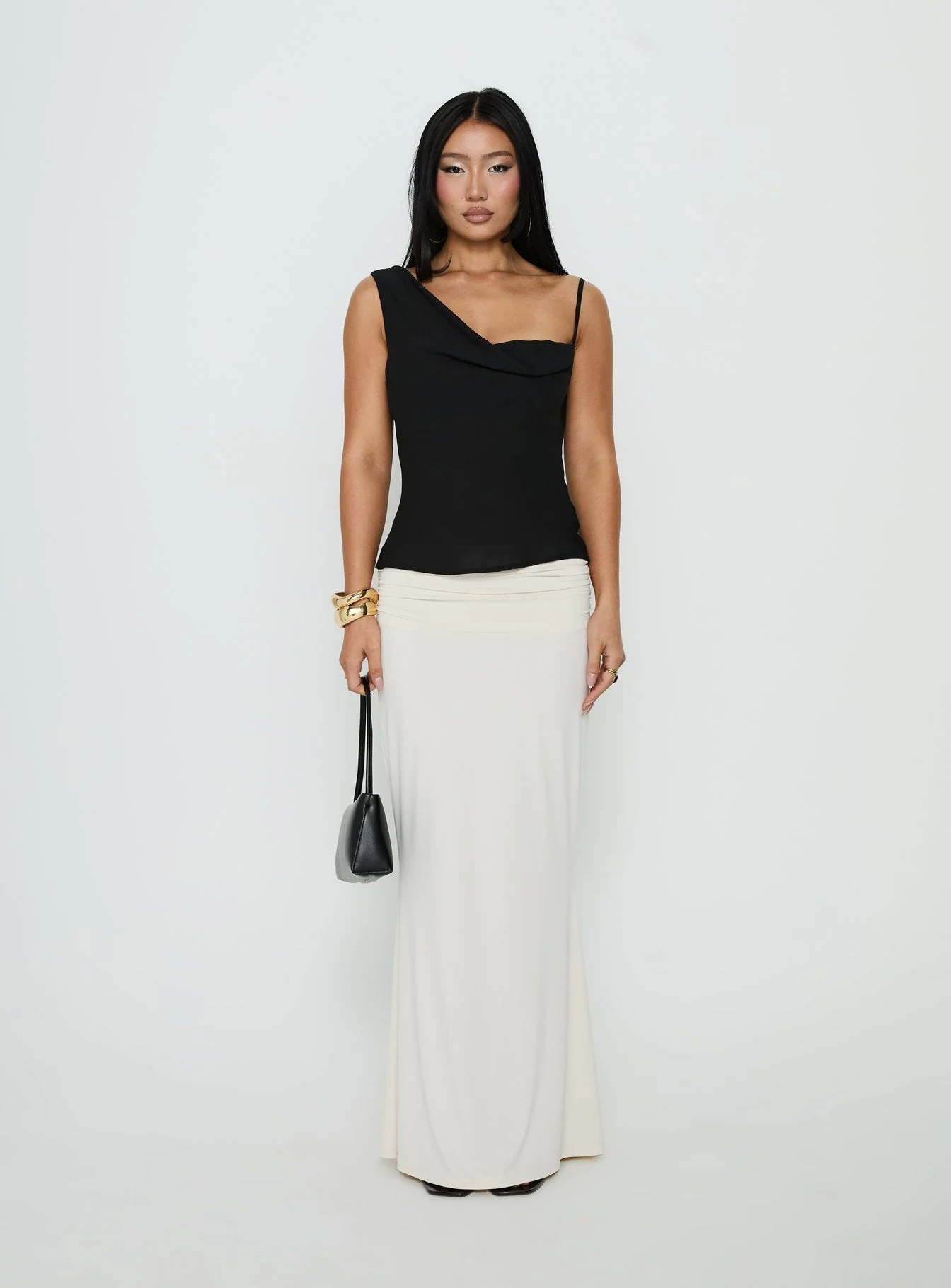 Liorah Foldover Waist Maxi Skirt Cream - Image 7