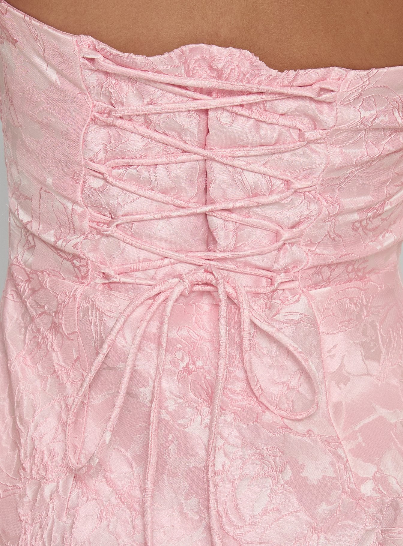 Lips Are Sealed Strapless Lace-Up Back Maxi Dress Pink - Image 7