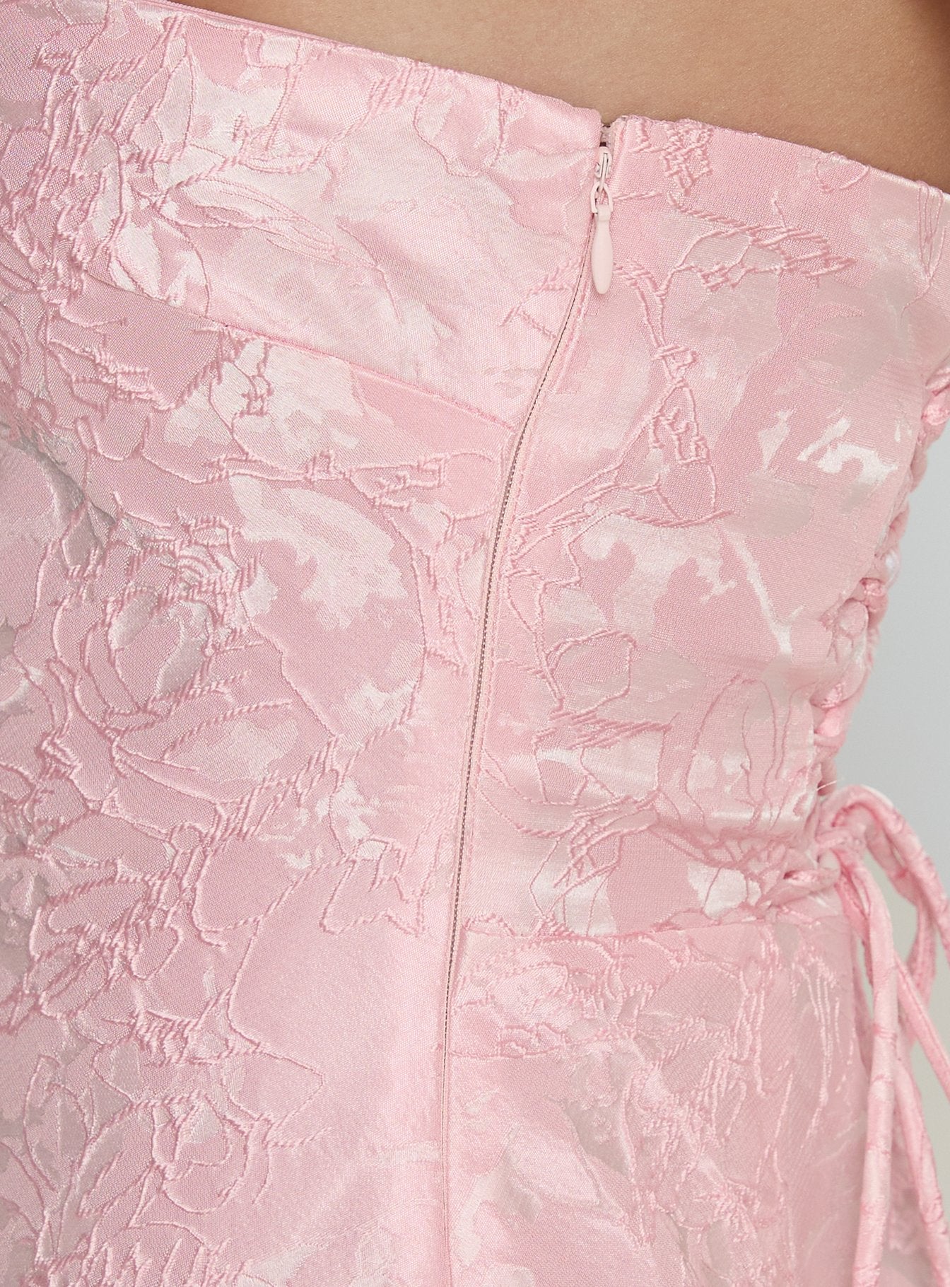 Lips Are Sealed Strapless Lace-Up Back Maxi Dress Pink - Image 8