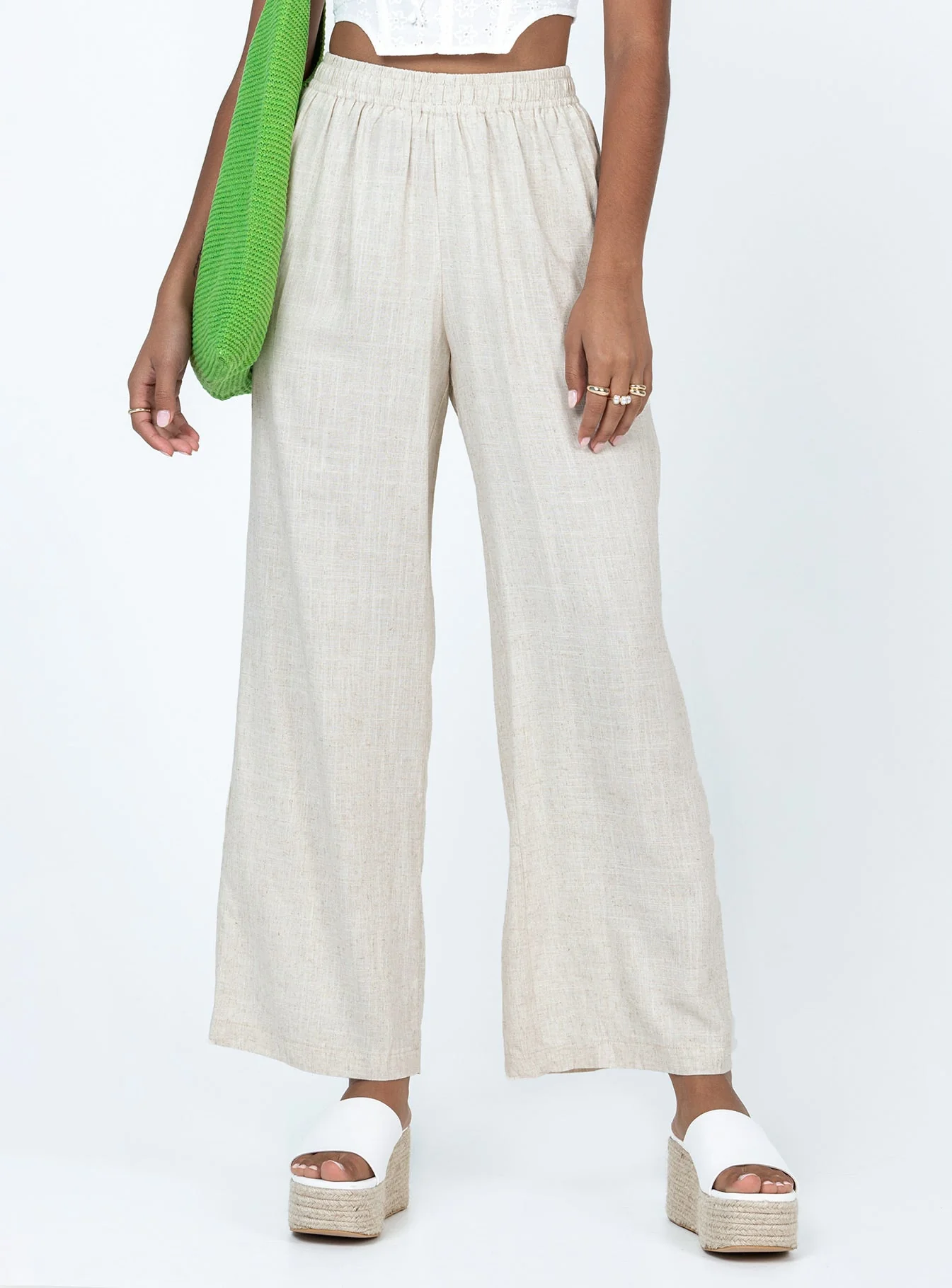 Louis Linen Blend Trousers Beige - Image 3