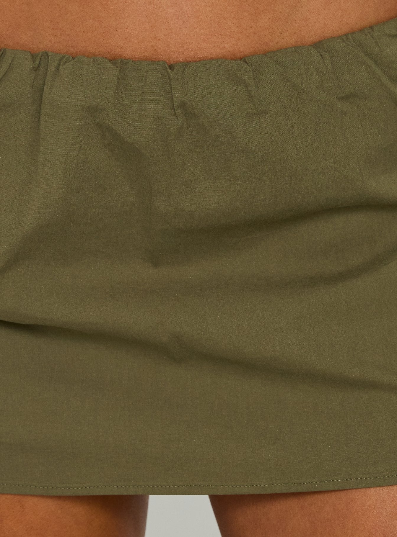Lunea Concealed Waistband Mini Skirt Olive Green - Image 6