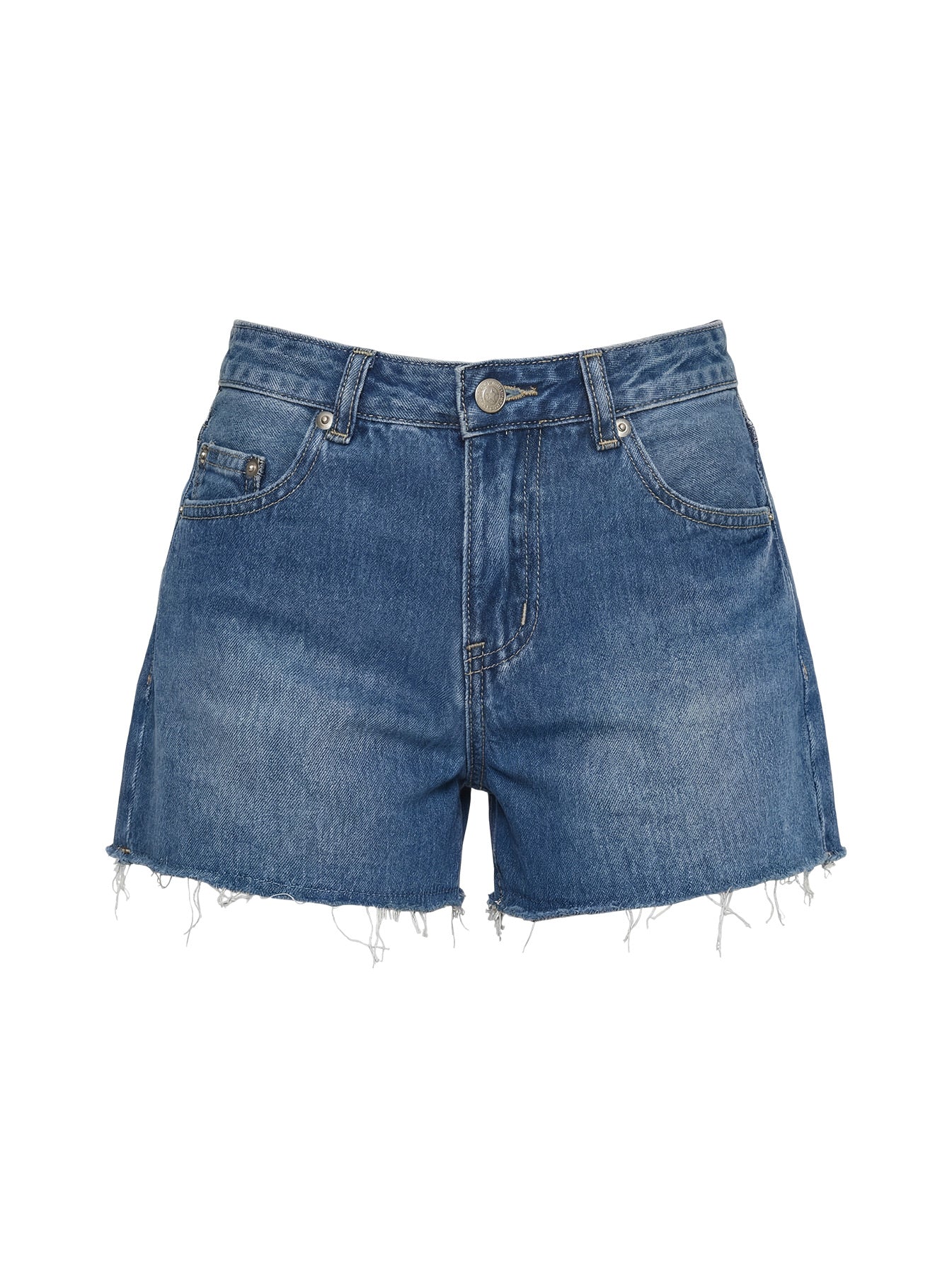 Mackenza Mid Rise Denim Shorts Mid Blue Wash - Image 9
