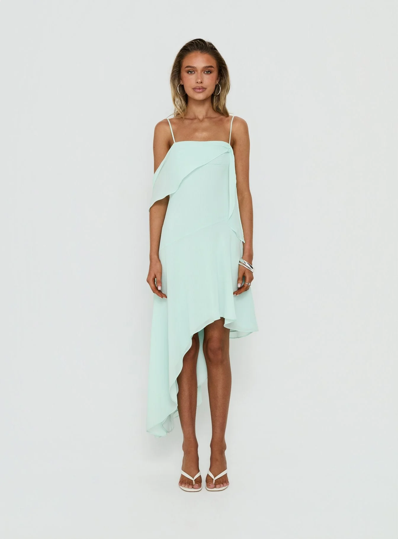 Massey Bust Draping Low Back Midi Dress Aqua - Image 6