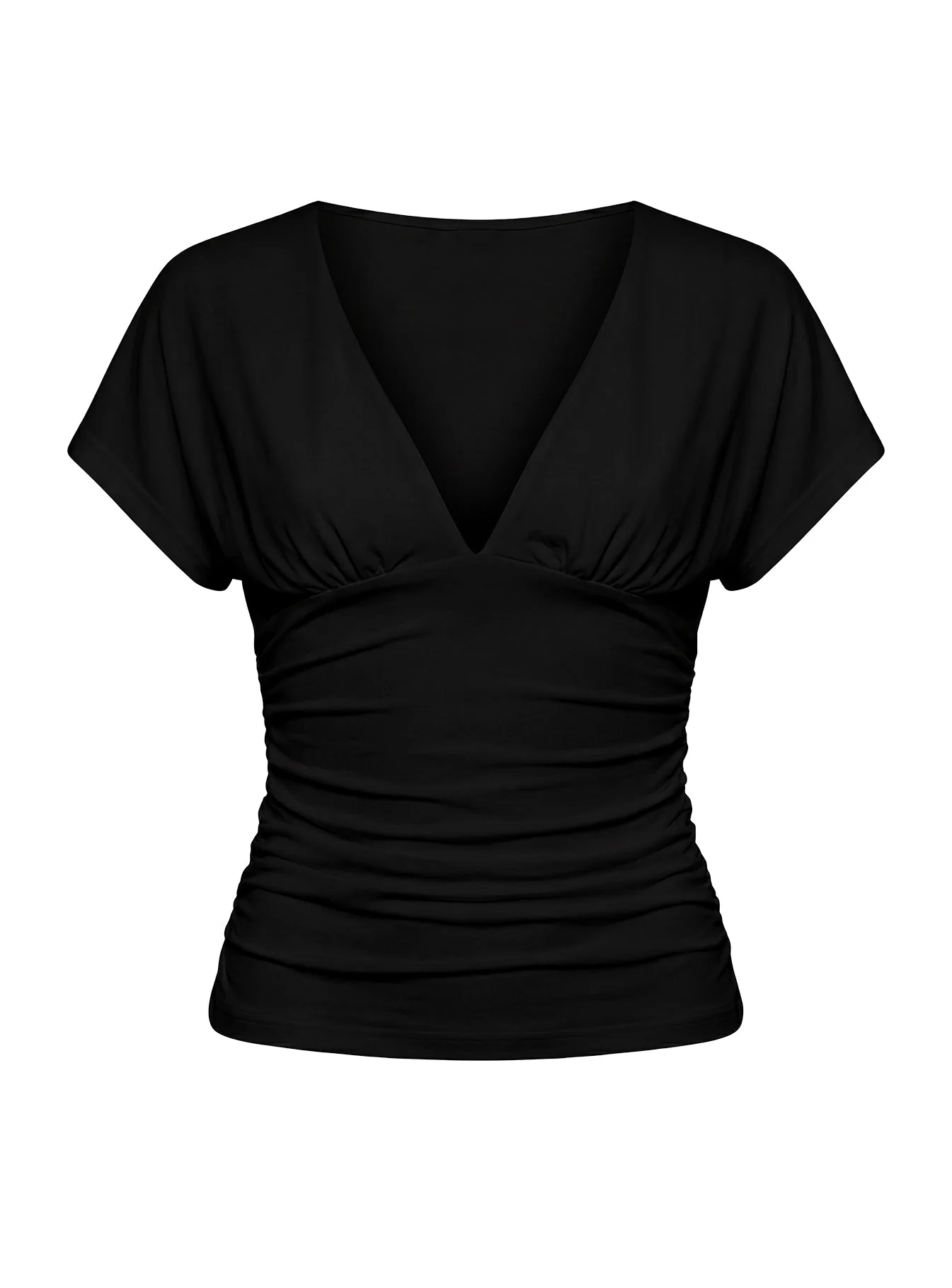 Mattey Cinched V Neck Top Black - Image 10