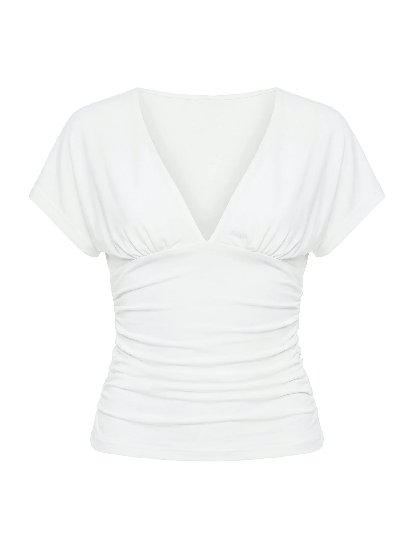 Mattey Cinched V Neck Top White - Image 12