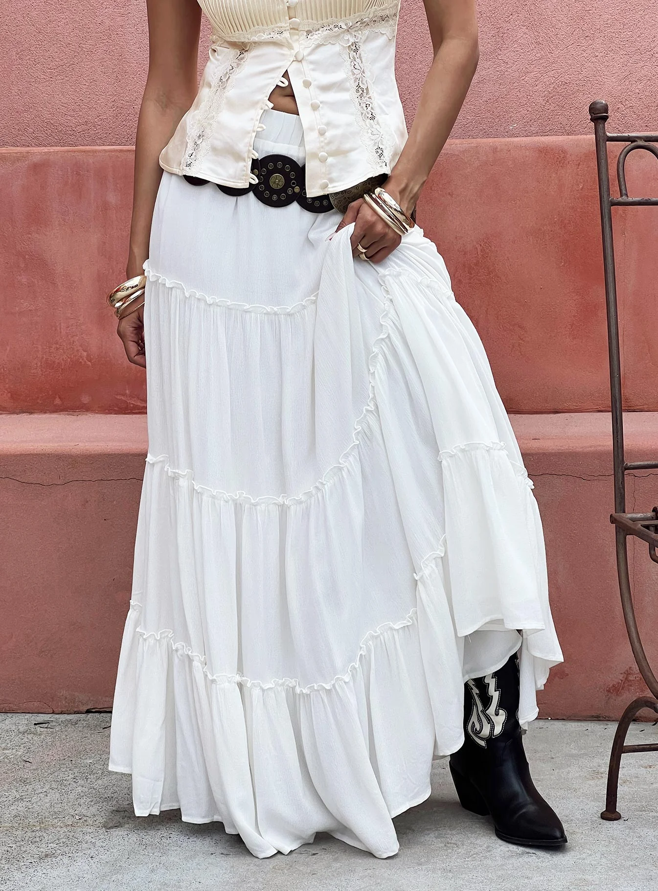 Miriah Maxi Skirt White - Image 9