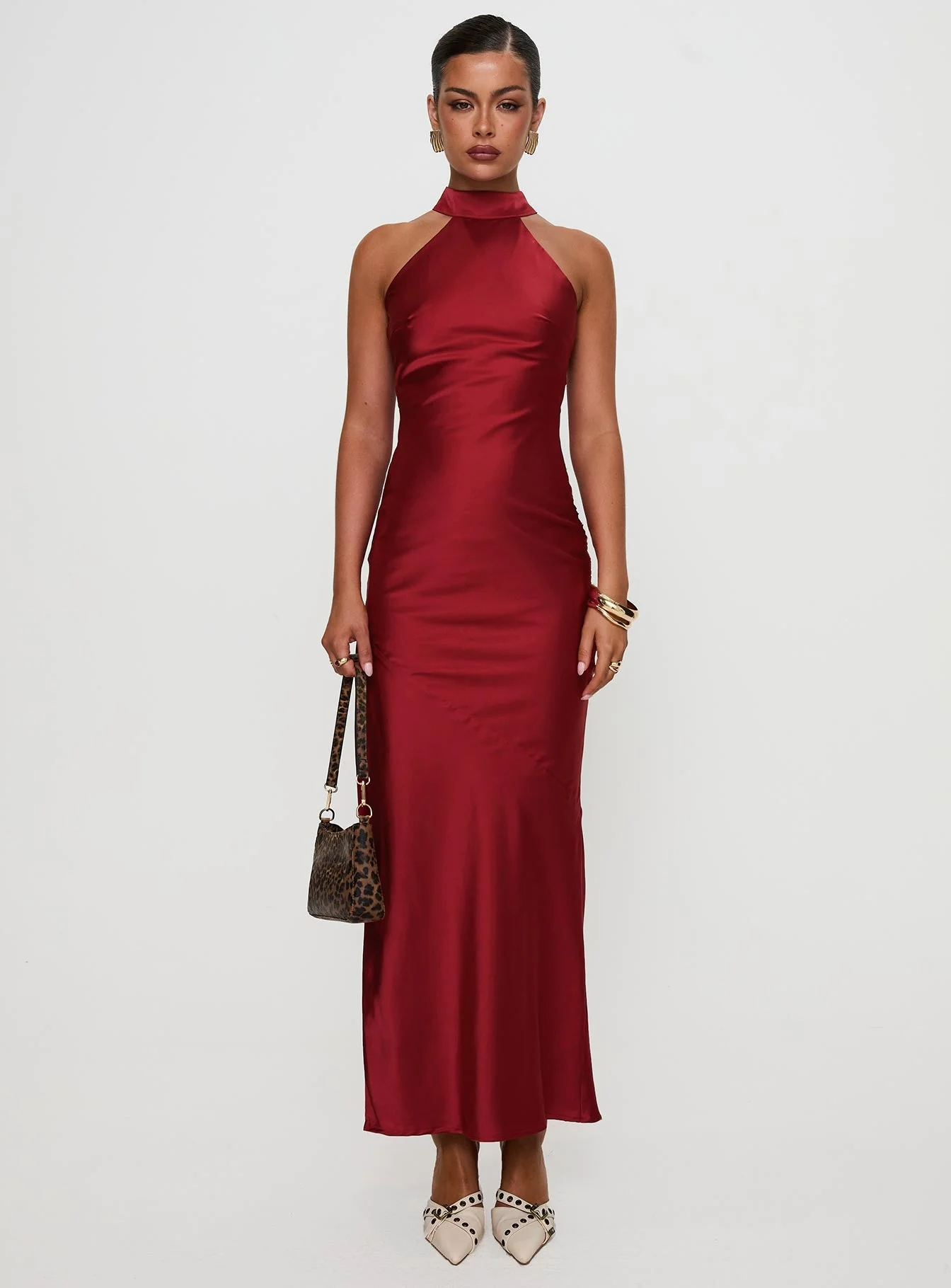 Mordecai Halter Maxi Dress Burgundy - Image 7