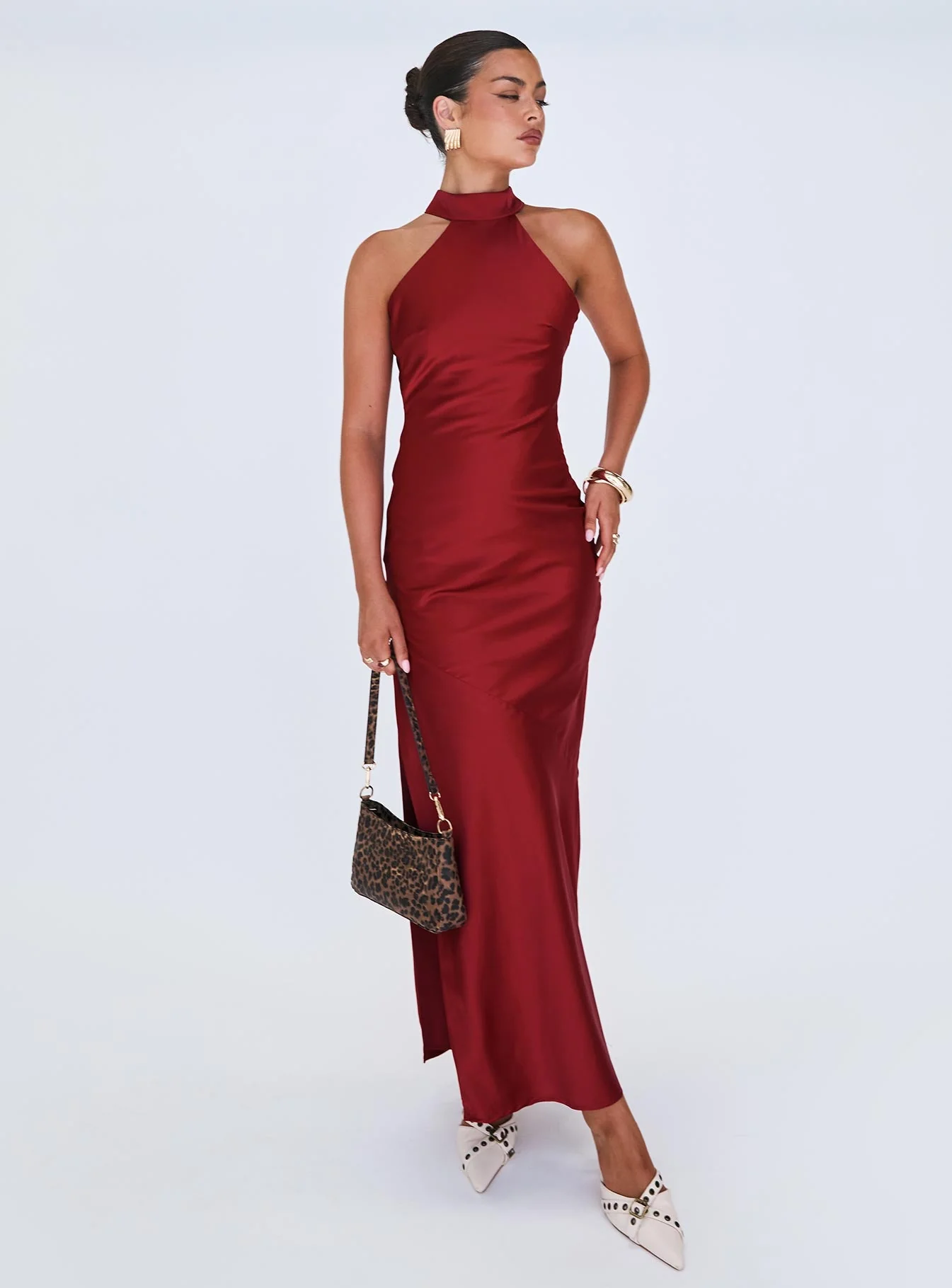 Mordecai Halter Maxi Dress Burgundy - Image 8