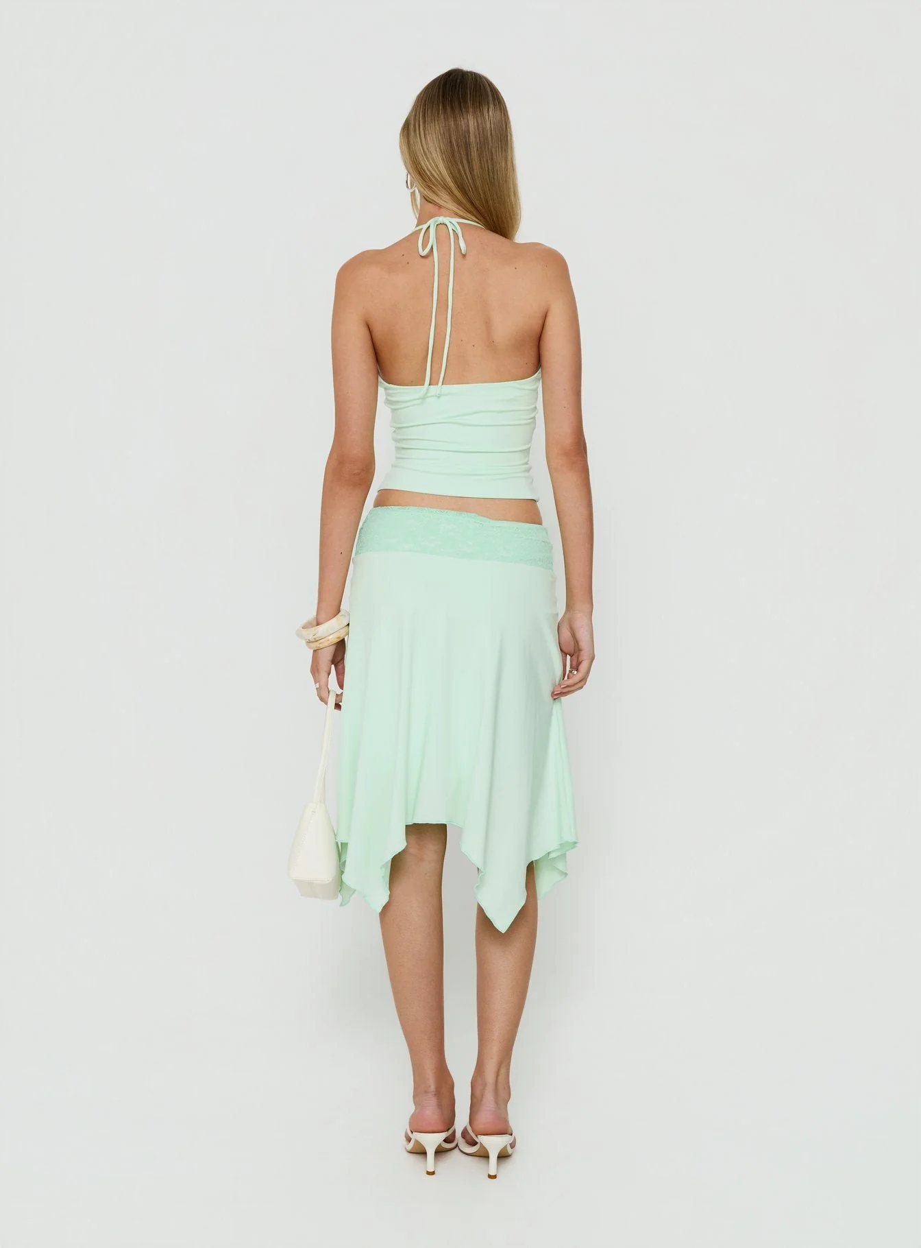 Natabelle Lace Detail Midi Skirt Mint - Image 5