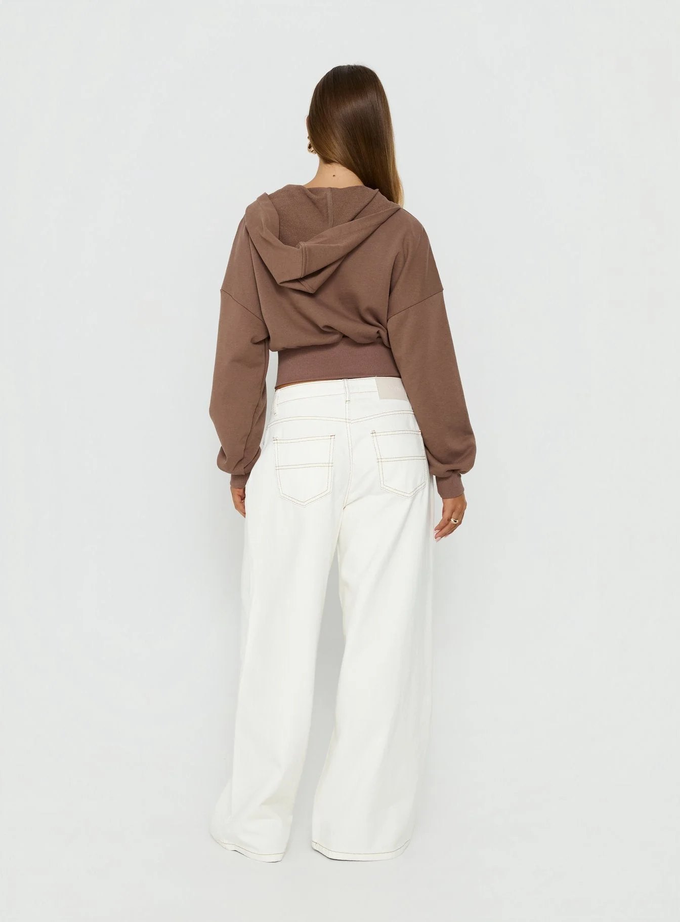 Naylor Mid Rise Wide Leg Jeans Cream - Image 5
