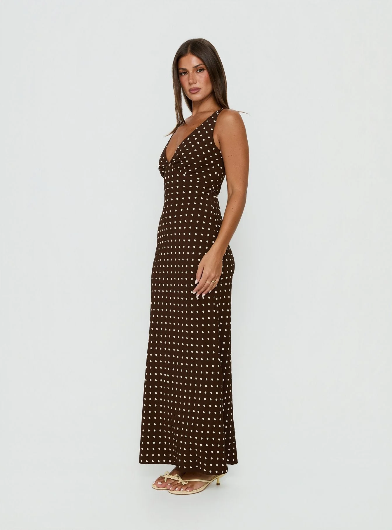 Nellie Maxi Dress Brown Polka Dot - Image 4