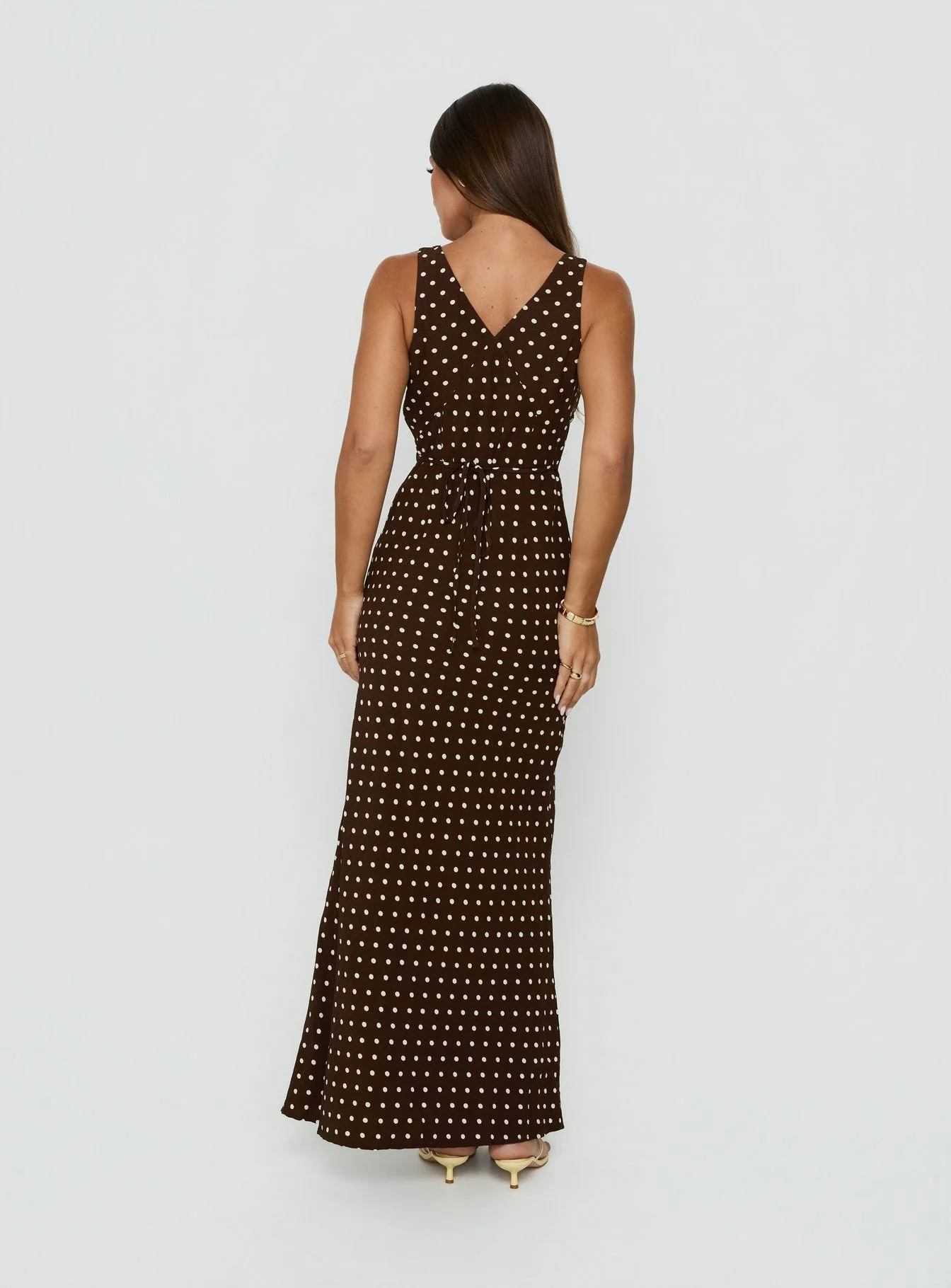 Nellie Maxi Dress Brown Polka Dot - Image 5