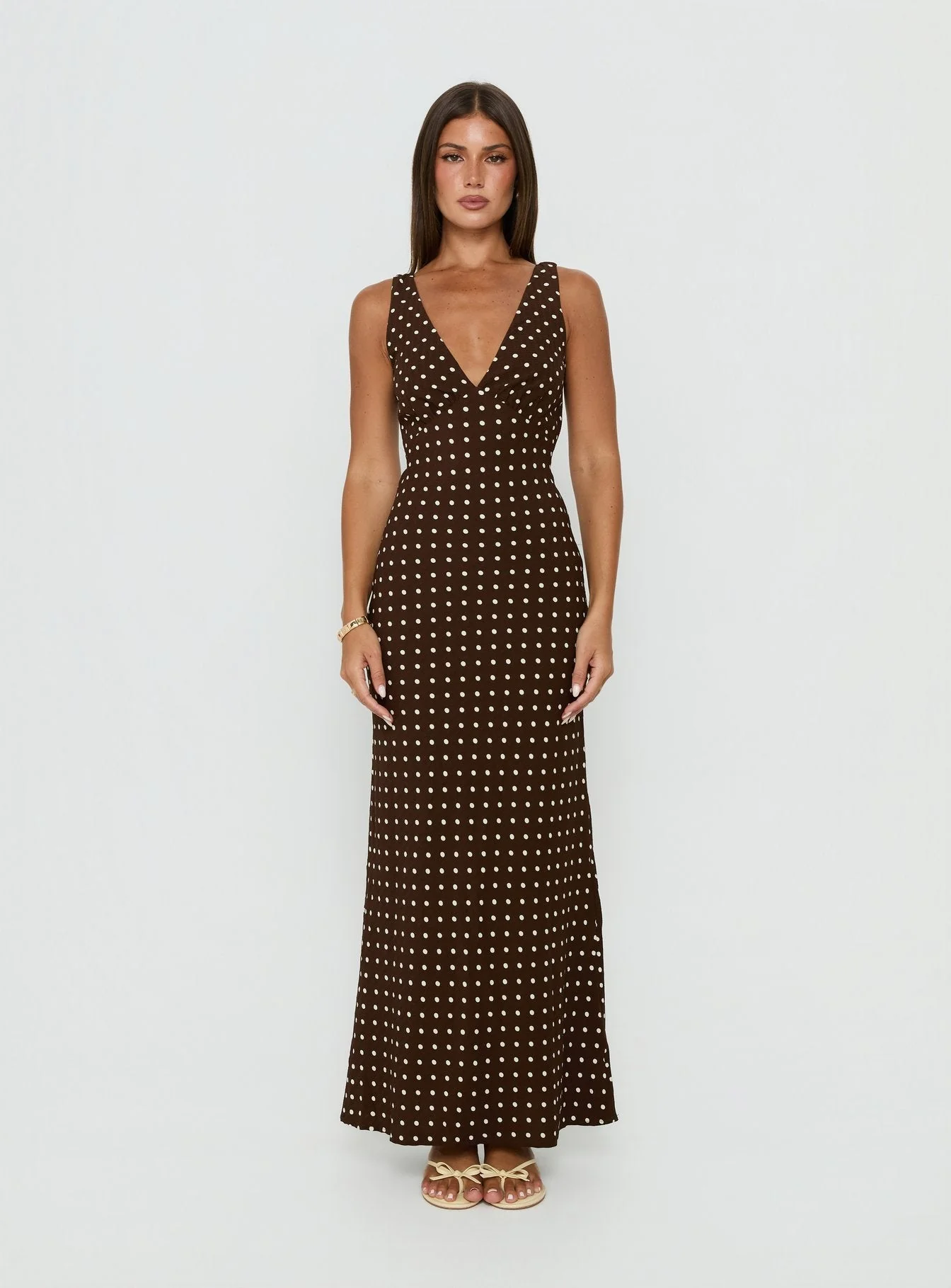 Nellie Maxi Dress Brown Polka Dot - Image 7