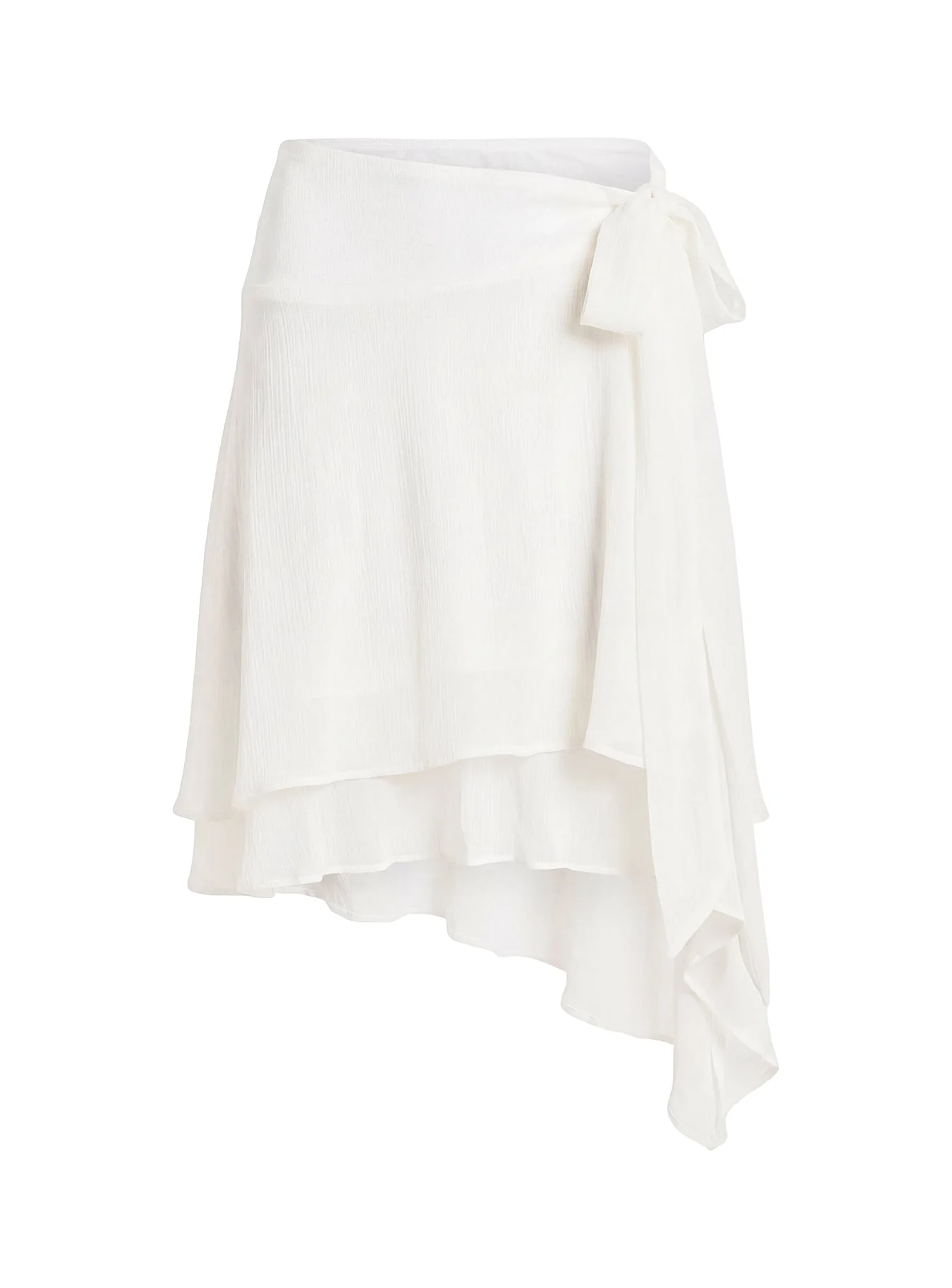 Ophella Tie Waist Chiffon Midi Skirt Cream - Image 10
