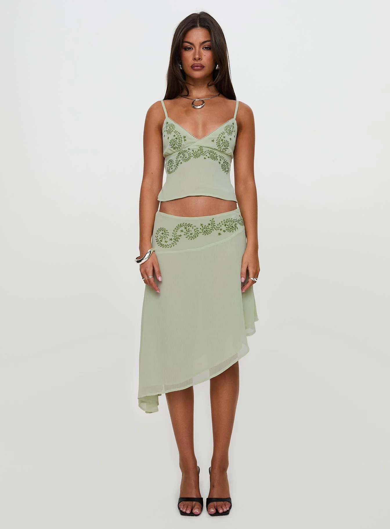 Pappilion Asymmetrical Midi Skirt Sage Petite - Image 10