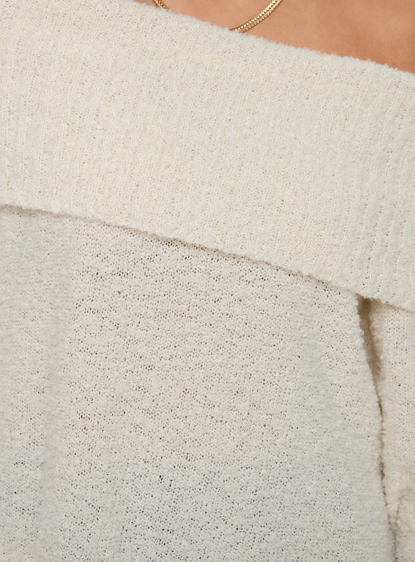 Parkley Boucle Off The Shoulder Jumper Cream - Image 6