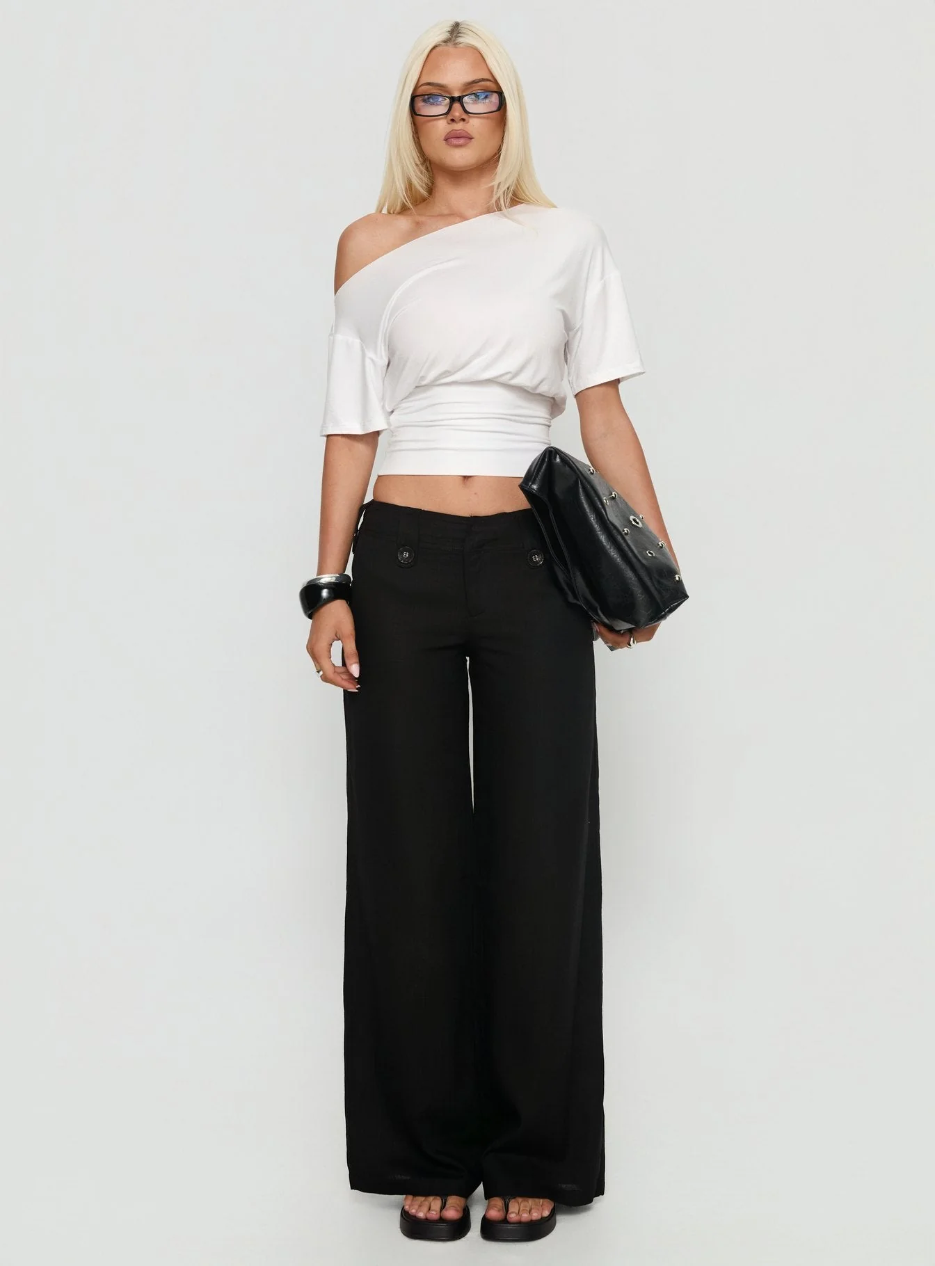 Pedra Wide Leg Trousers Black - Image 6