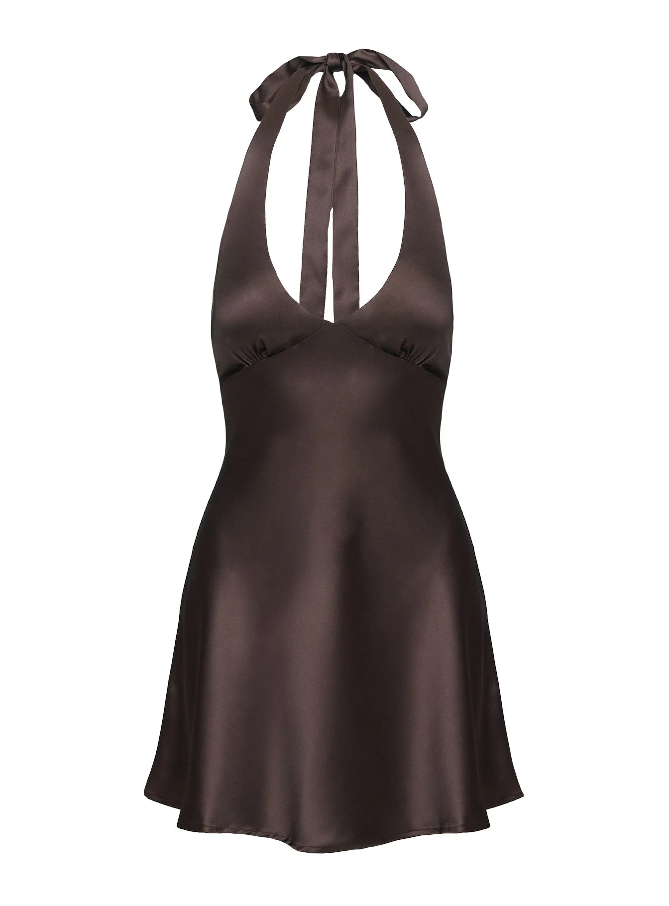 Pelagia Halter Scarf Tie Mini Dress Brown - Image 6