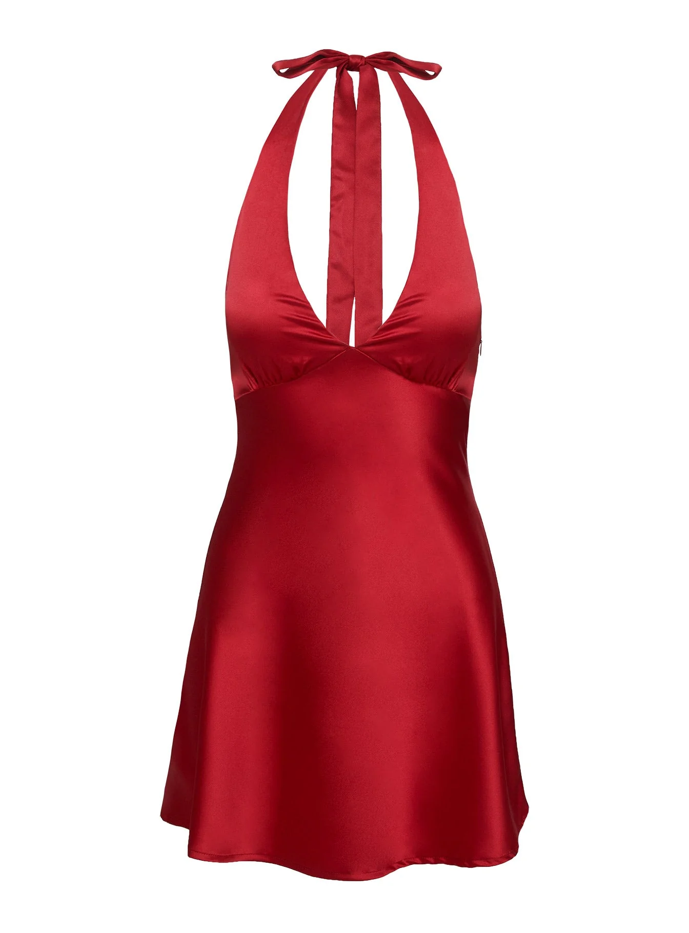Pelagia Halter Scarf Tie Mini Dress Red - Image 6