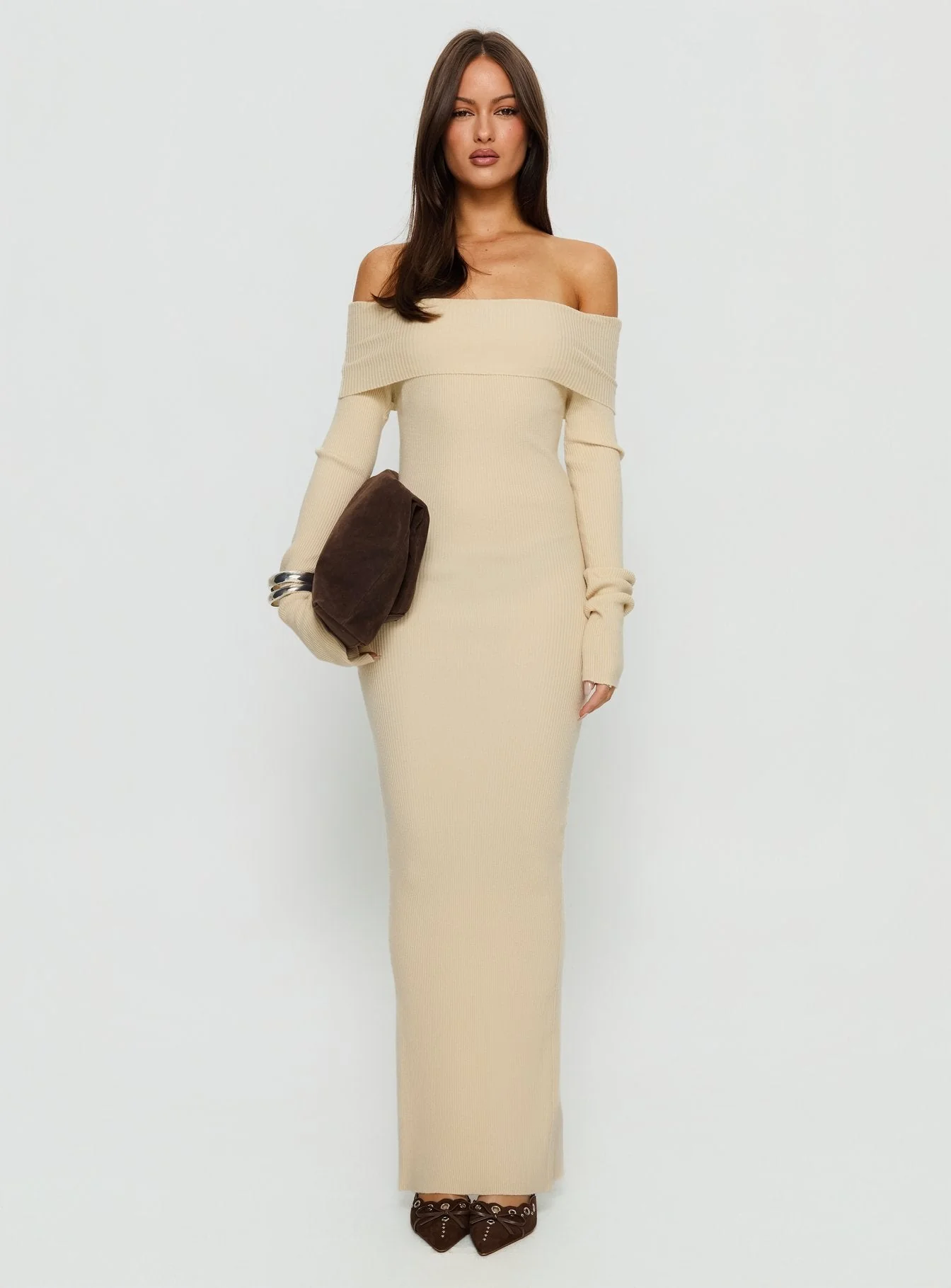 Phylis Off The Shoulder Maxi Dress Cream - Image 6