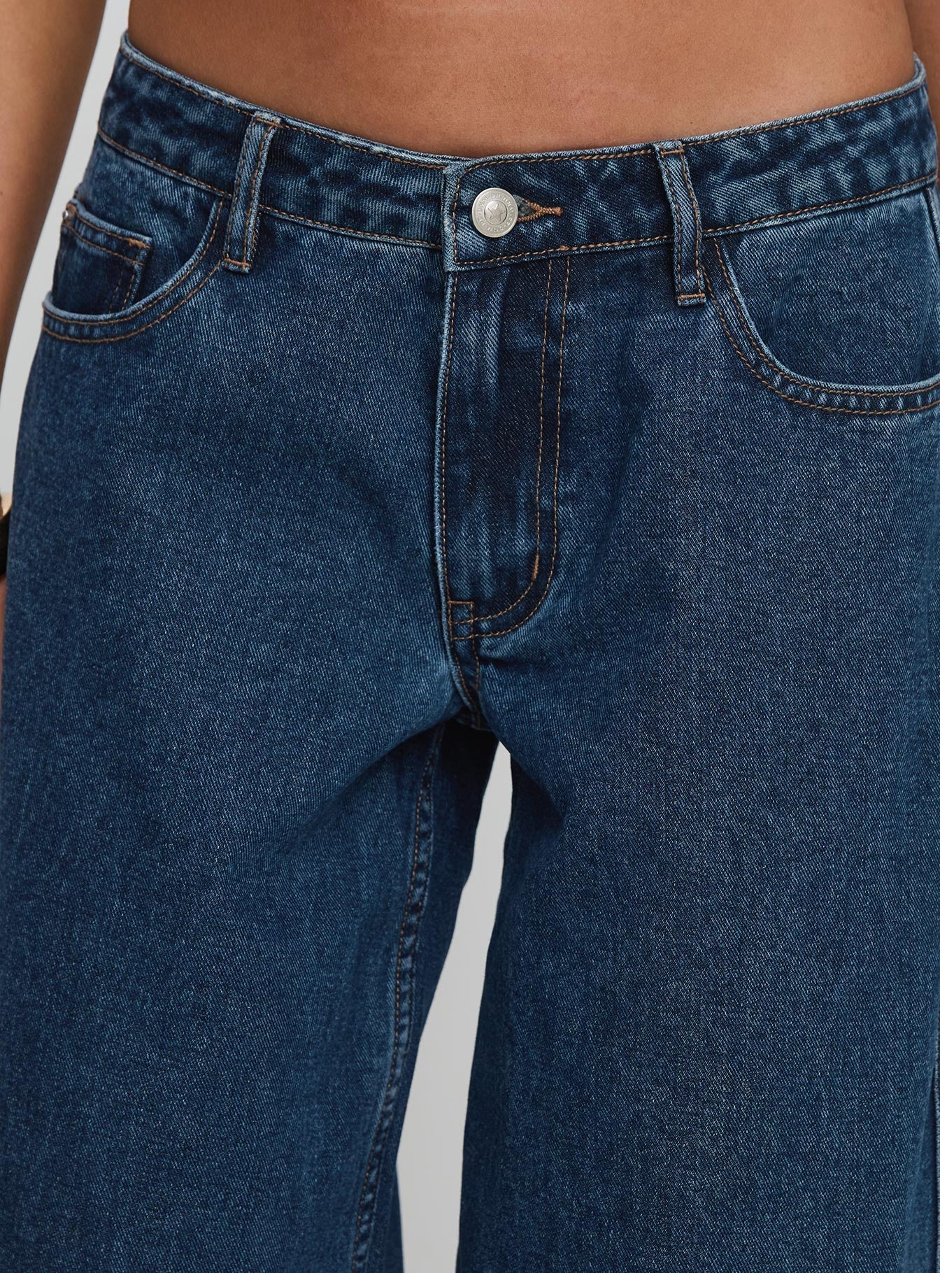 Ramos Low Rise Wide Leg Denim Jeans Dark Blue Wash - Image 6