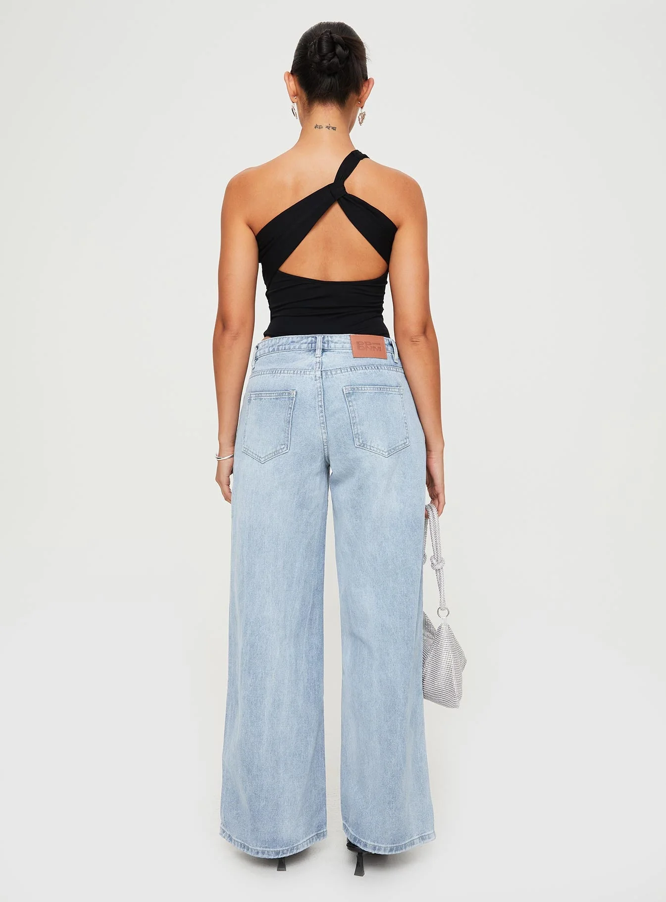 Ramos Low Rise Wide Leg Denim Jeans Light Blue Wash - Image 5