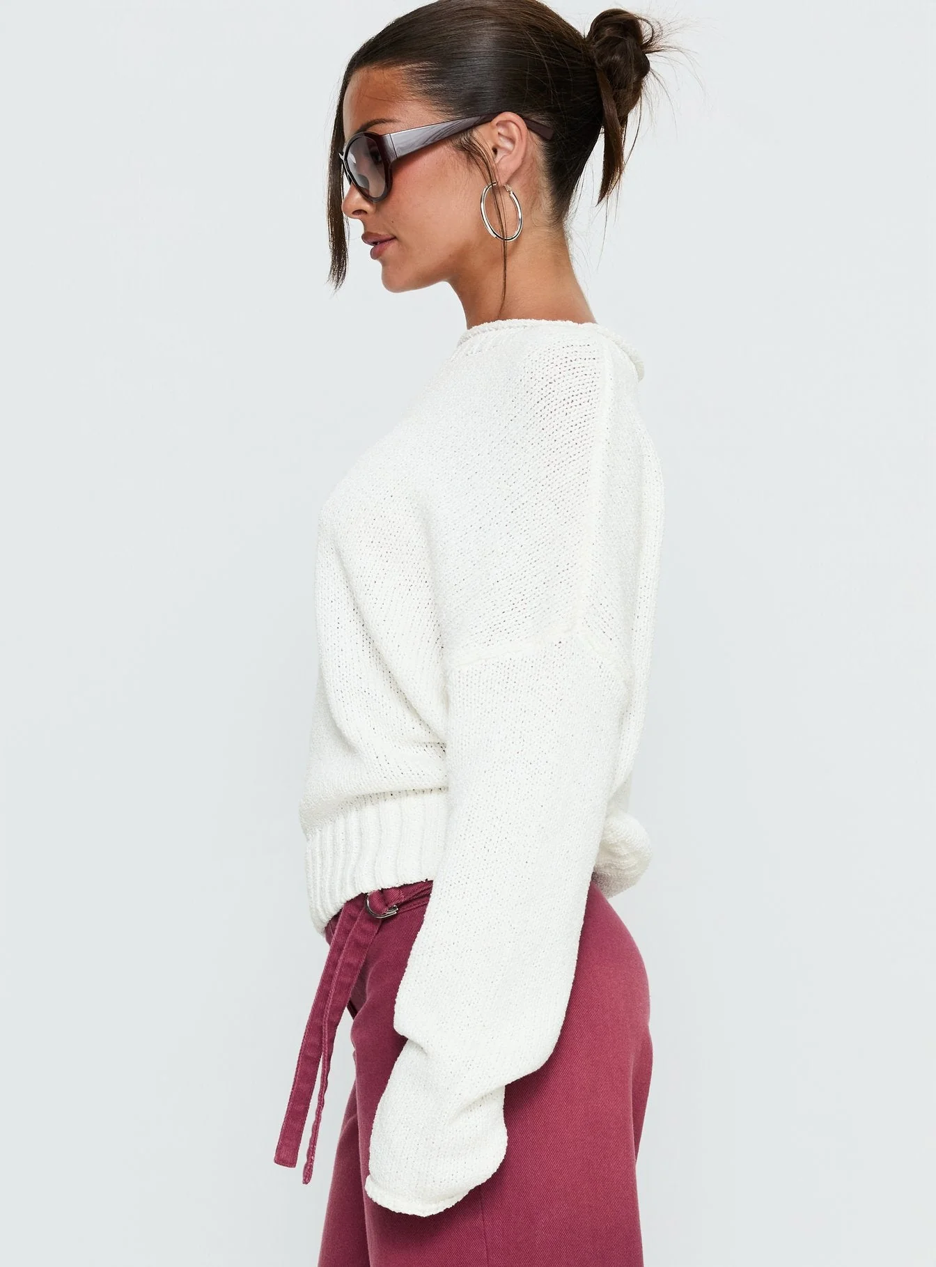 Reannon Wide Neck Knit Jumper White - Image 4