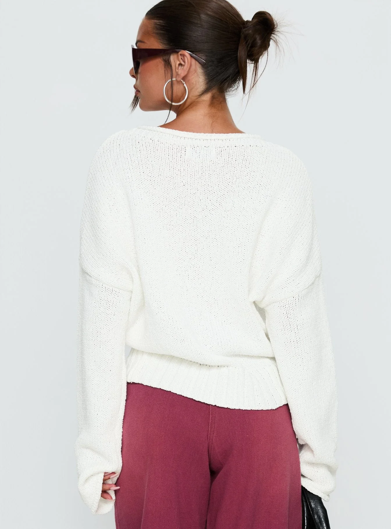 Reannon Wide Neck Knit Jumper White - Image 5
