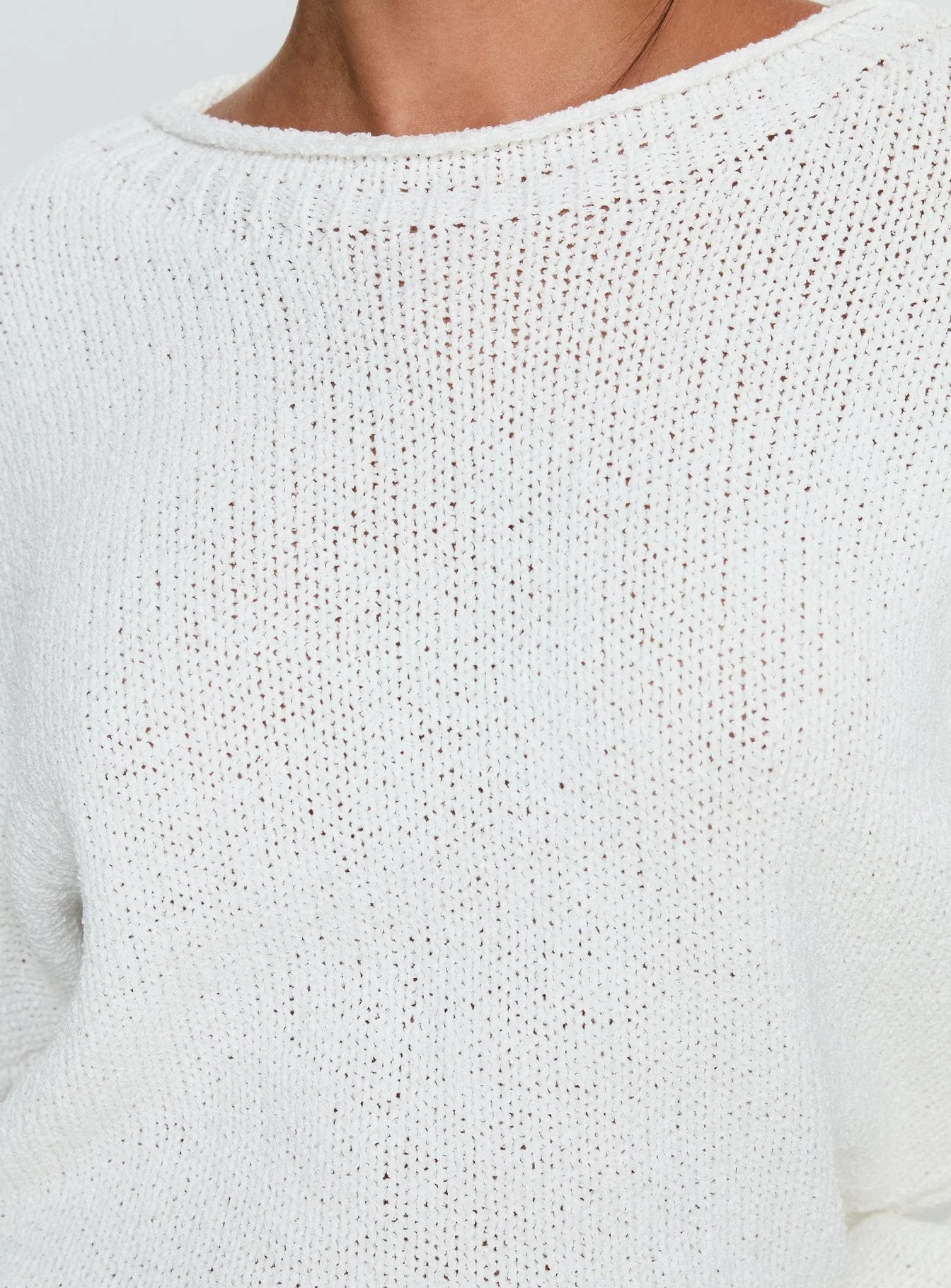 Reannon Wide Neck Knit Jumper White - Image 6
