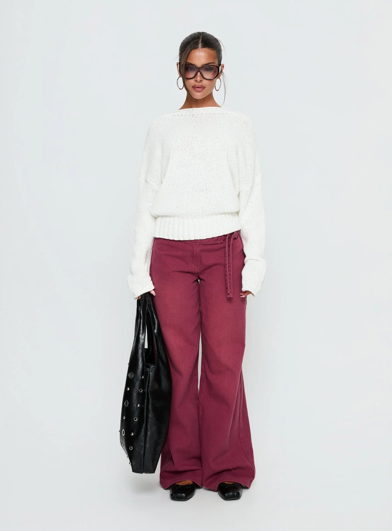Reannon Wide Neck Knit Jumper White - Image 7