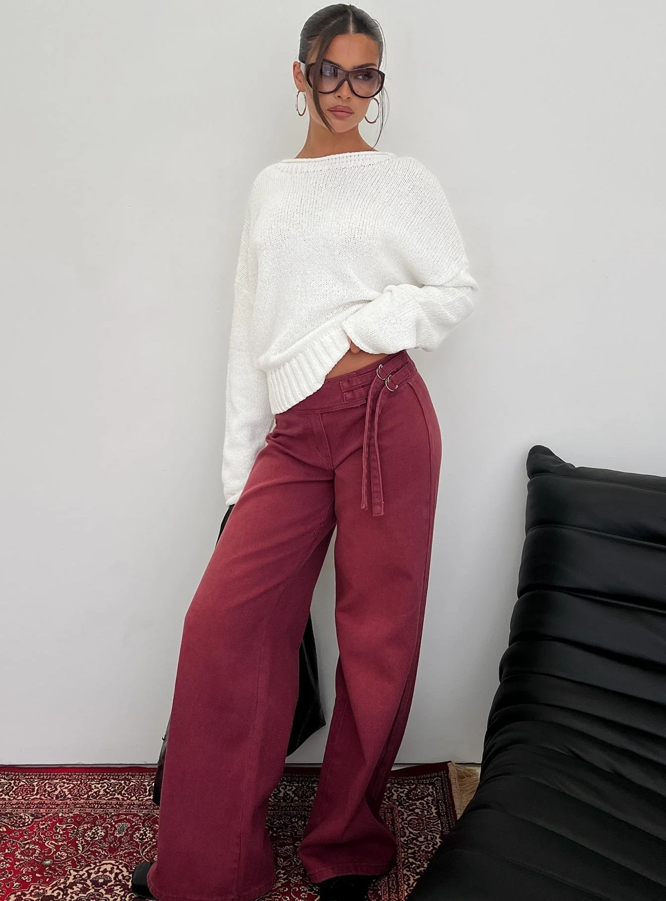 Reannon Wide Neck Knit Jumper White - Image 8