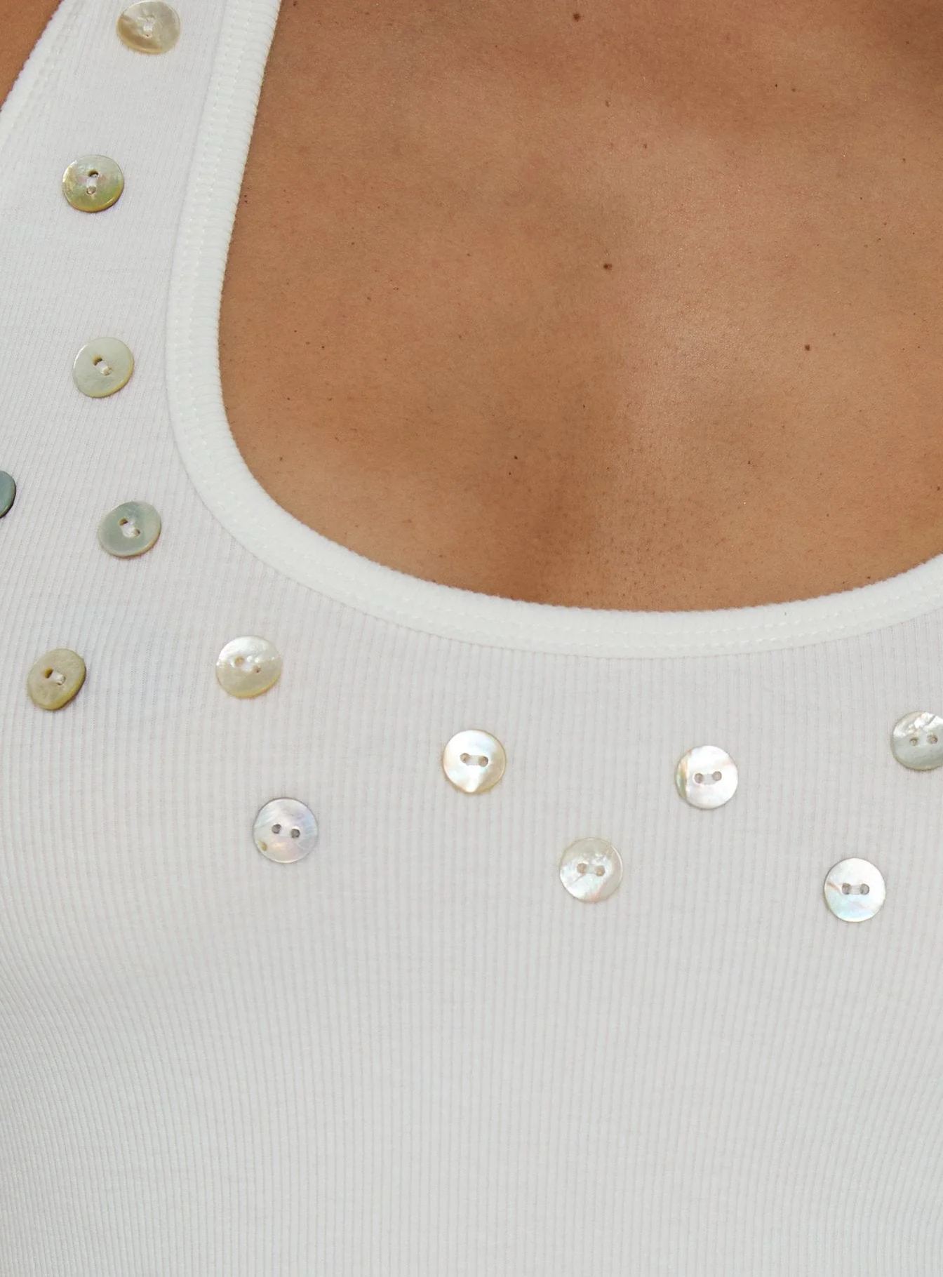 Renara Halter Ribbed Button Top White - Image 6