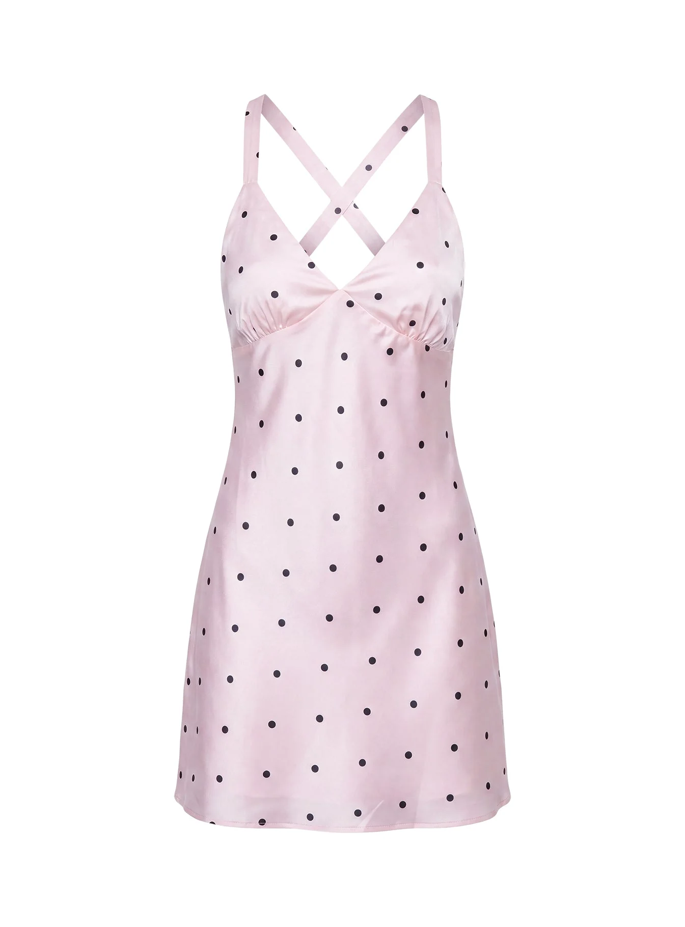 Rosabelle Satin Mini Dress Pink Polka Dot - Image 13