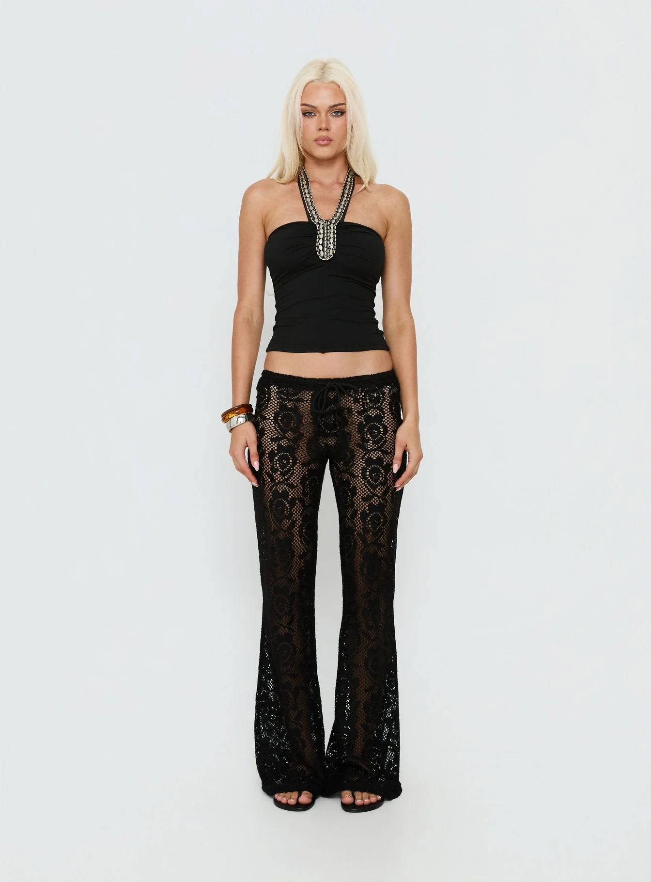 Rosadonna Lace Flare Pants Black - Image 7