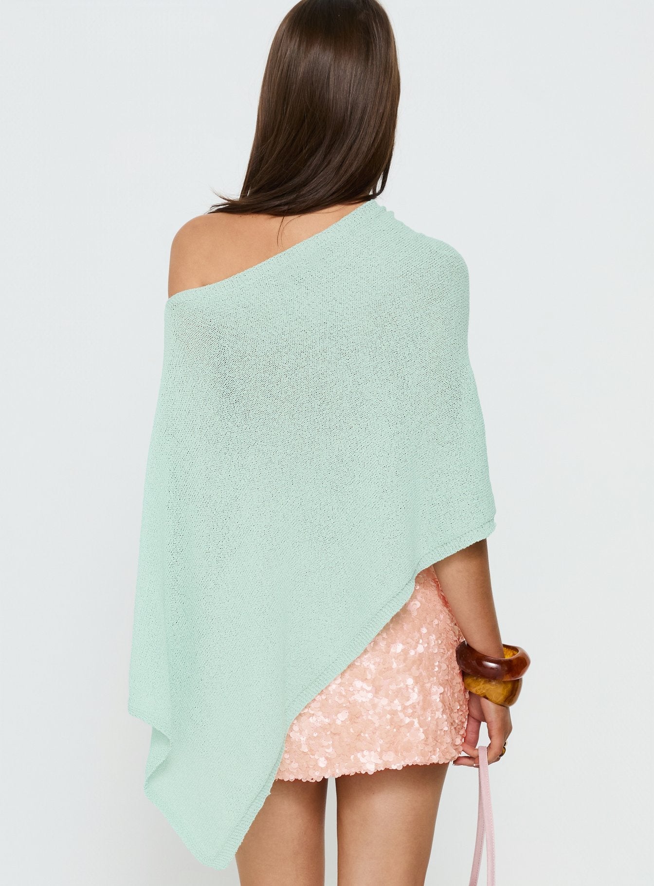 Rouse Off Shoulder Knit Poncho Jelly Mint - Image 5