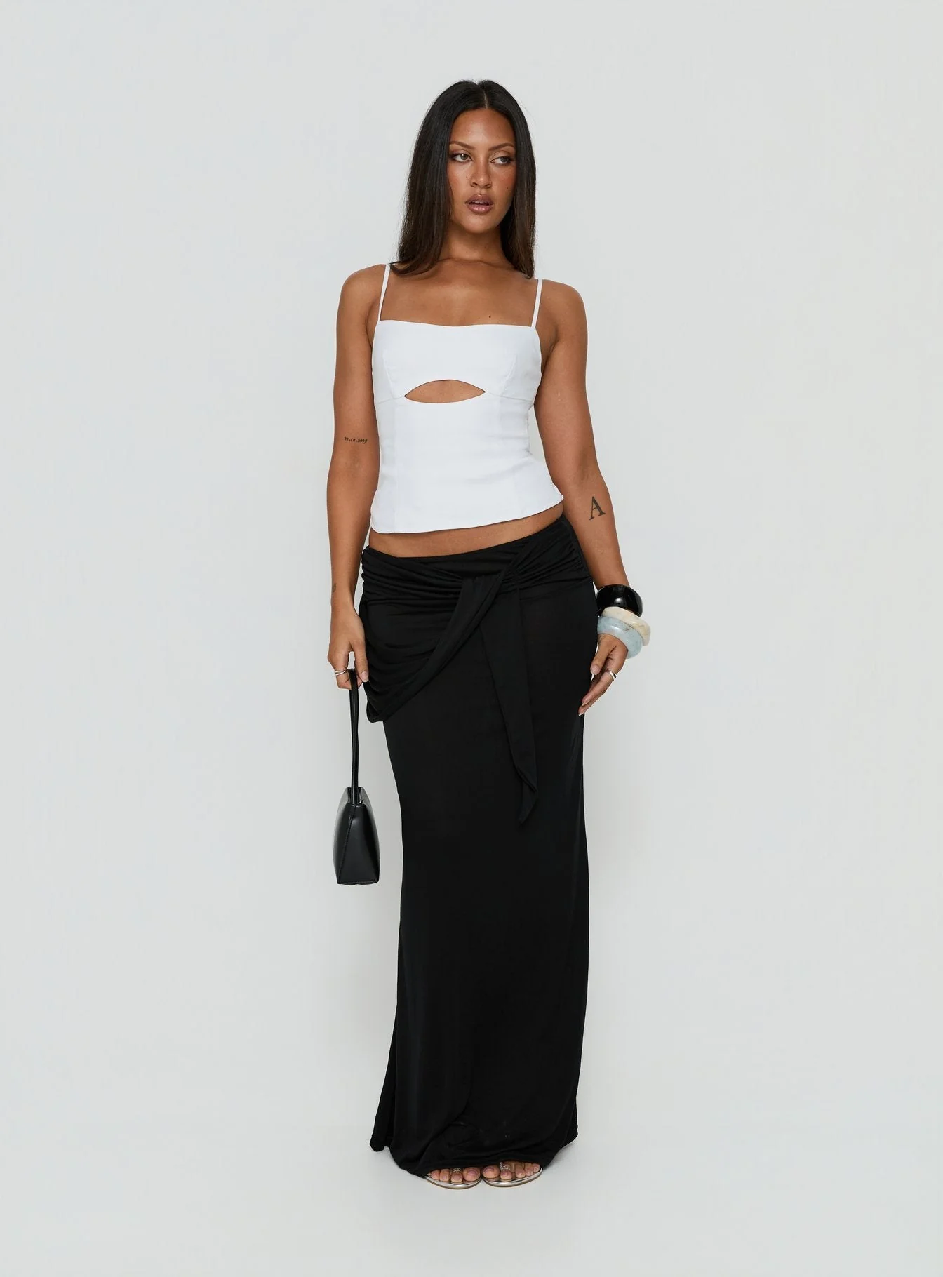 Samelia Wrap Maxi Skirt Black - Image 3