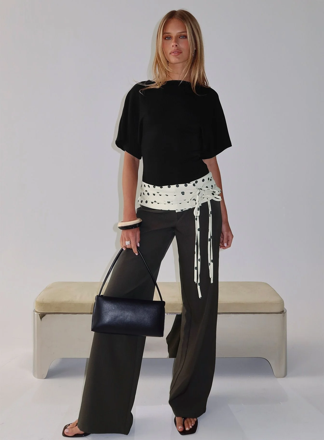 Seneca Wrap Trousers Charcoal Polka Dot