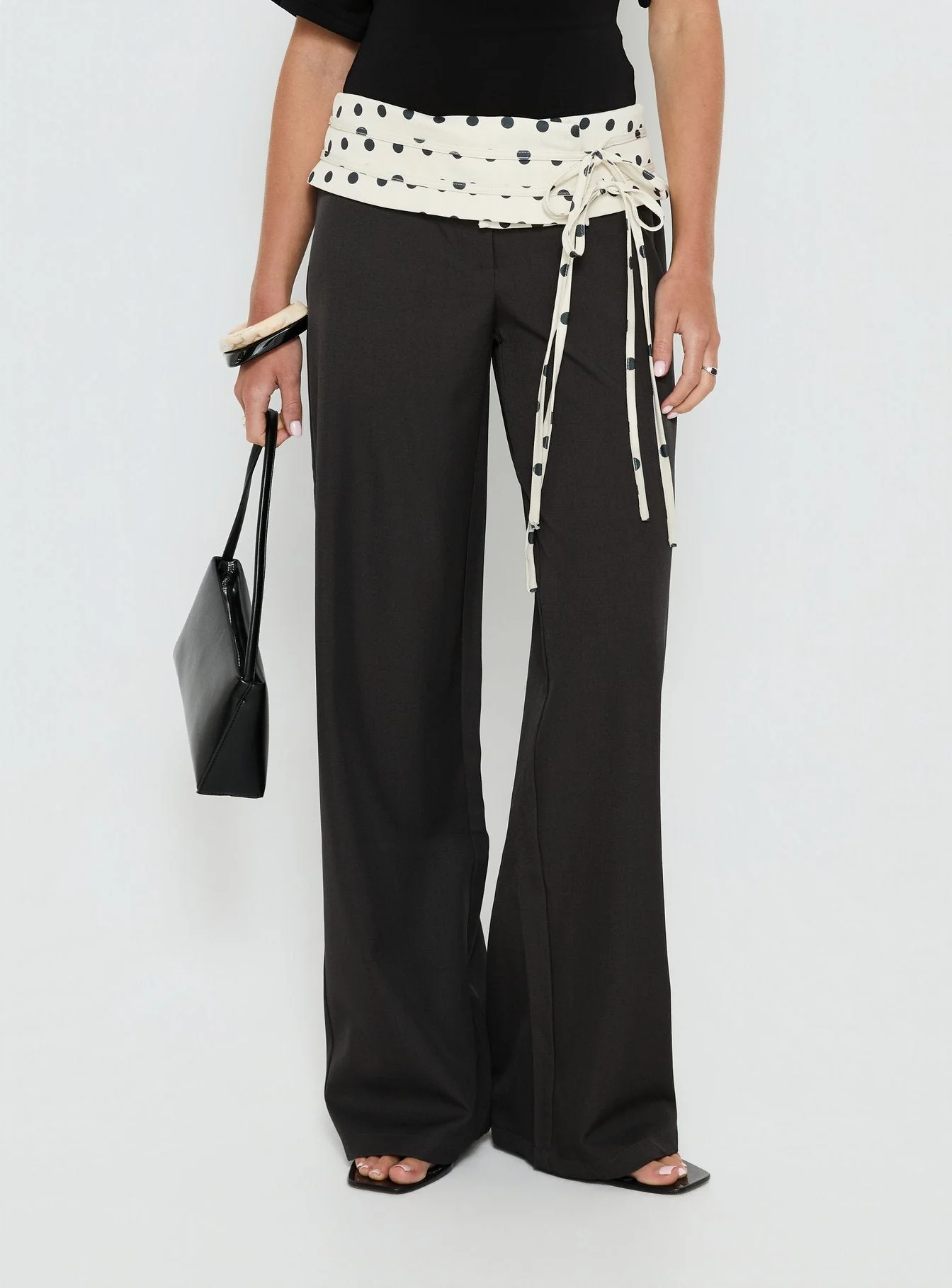 Seneca Wrap Trousers Charcoal Polka Dot - Image 2
